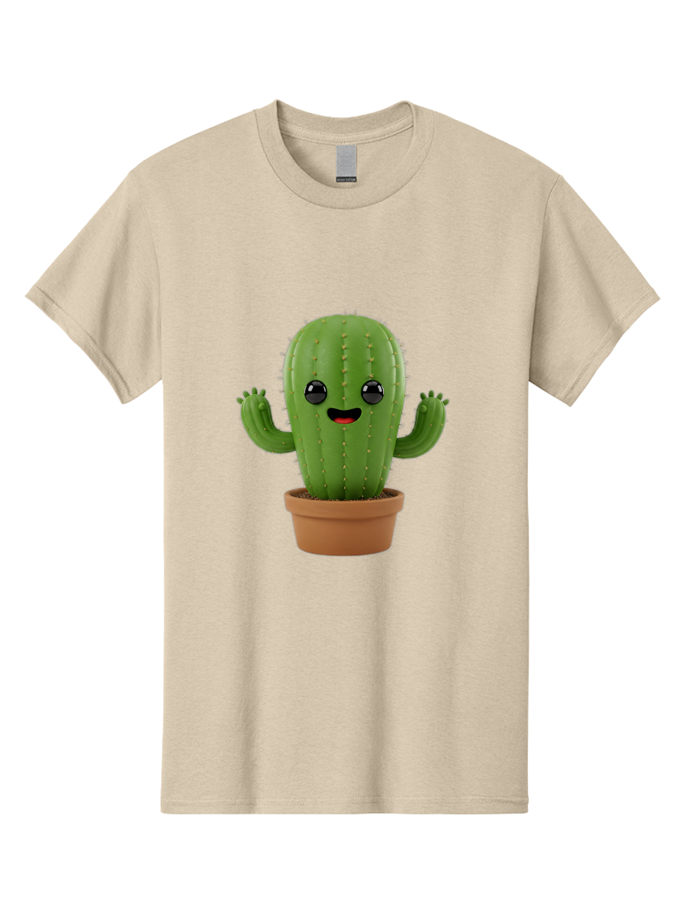 Cactus-3 Men'S Graphic Tee, 100% Cotton, Comfortable Casual Summer Wear, Machine Washable, Cartoon Cactus, Potted Cactus, Playful Plant, Friendly Cactus, Adorable Character, Quirky Decoration, Digital Art, Fun Design, Happy Face, Cartoon Style Bac725
