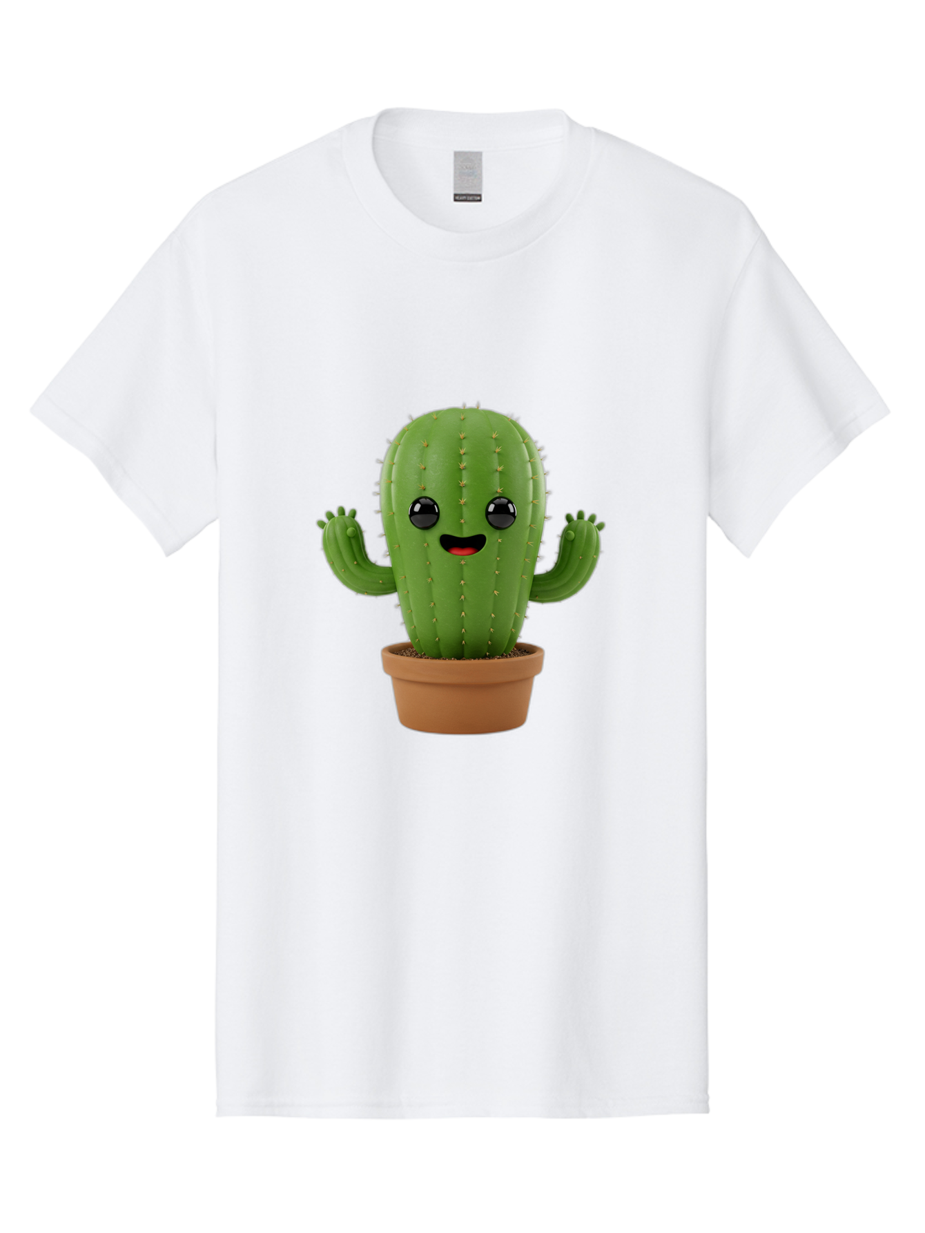 Cactus-3 Men'S Graphic Tee, 100% Cotton, Comfortable Casual Summer Wear, Machine Washable, Cartoon Cactus, Potted Cactus, Playful Plant, Friendly Cactus, Adorable Character, Quirky Decoration, Digital Art, Fun Design, Happy Face, Cartoon Style Bac725