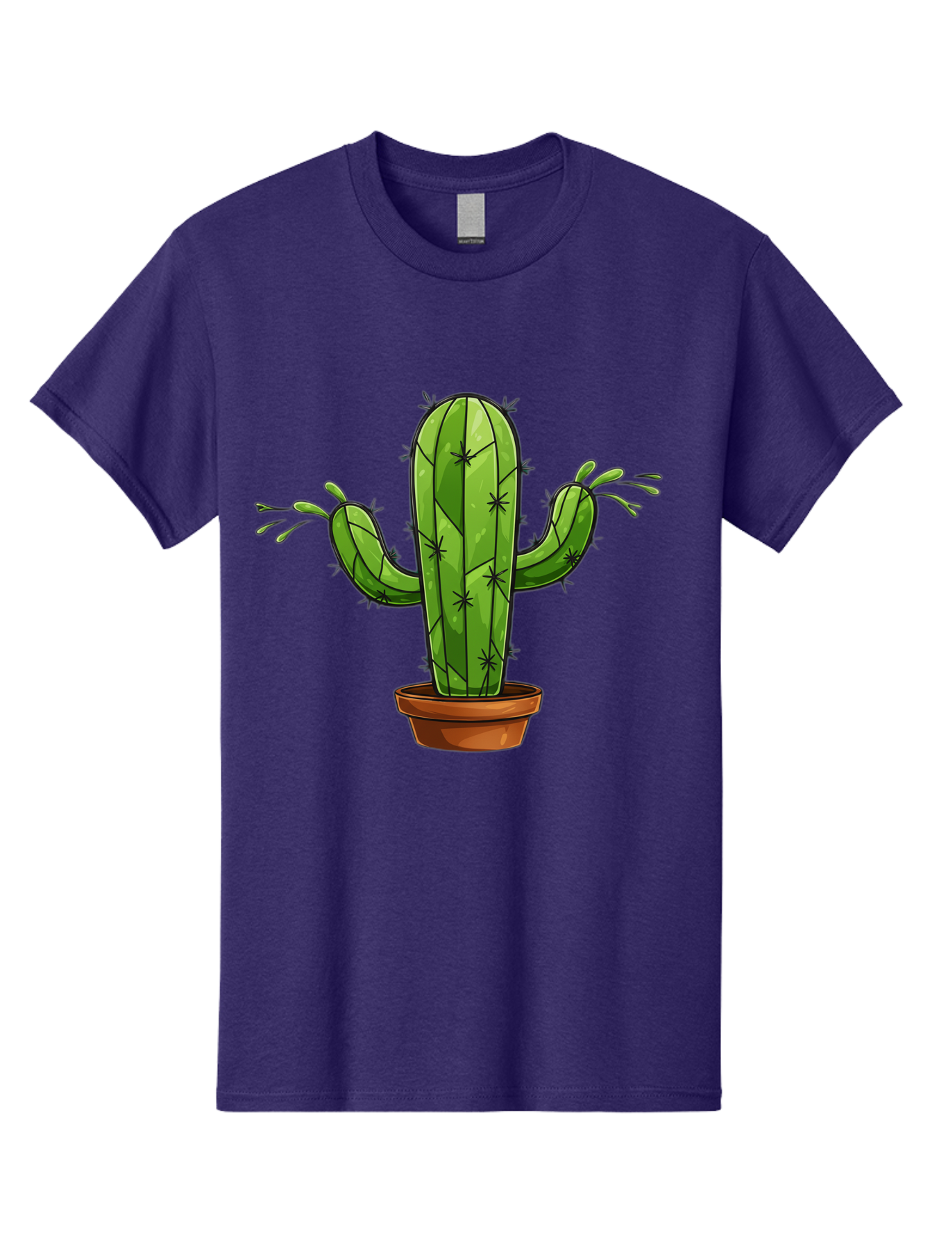 Cactus-5 Men'S Graphic Tee, 100% Cotton, Comfortable Casual Summer Wear, Machine Washable, Potted Cactus, Cartoon Cactus, Cactus Plant, Green Cactus, Terracotta Pot, Prickly Cactus, Desert Plant, Houseplant, Succulent, Cactus Illustration, Bac727