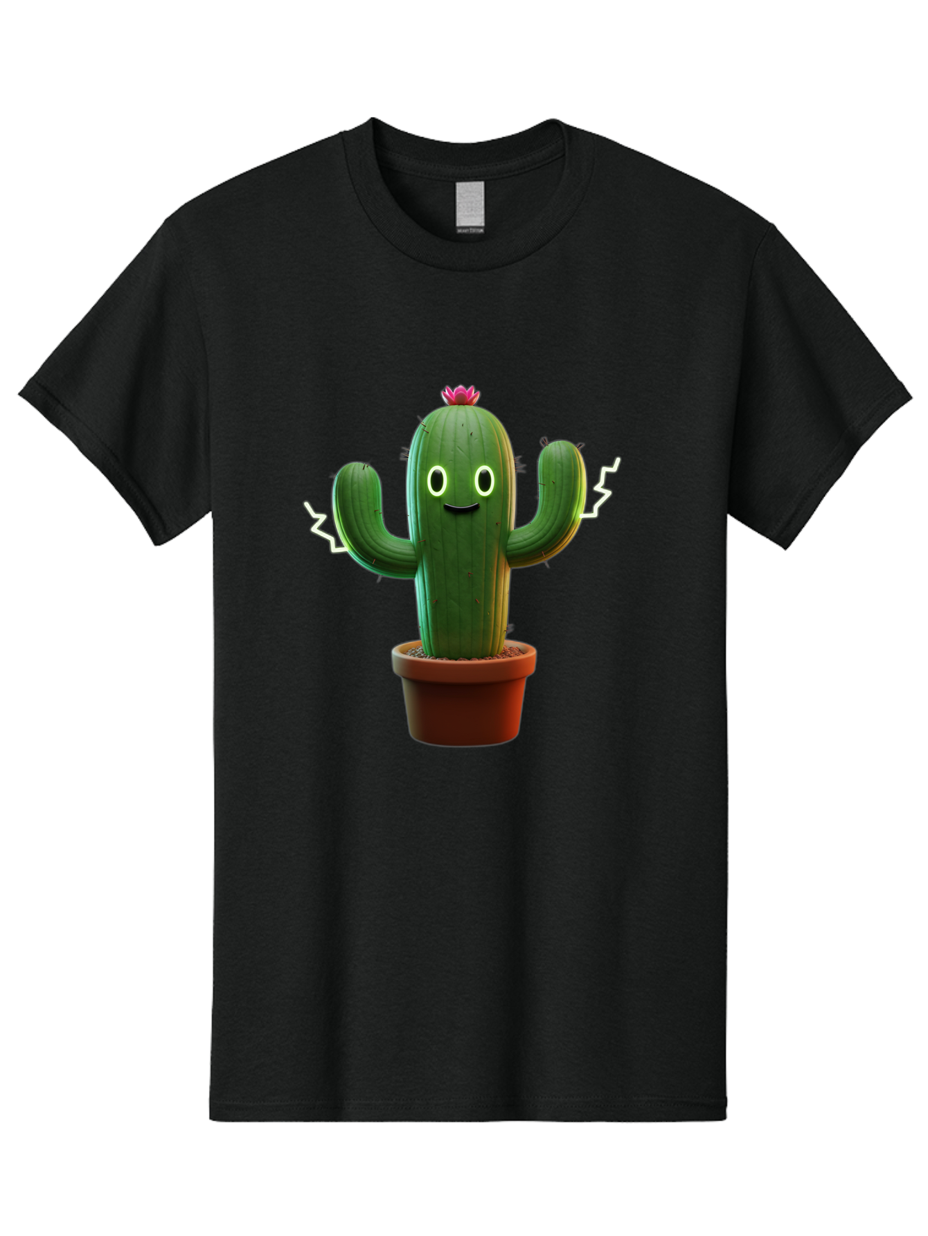Cactus-6 Men'S Graphic Tee, 100% Cotton, Comfortable Casual Summer Wear, Machine Washable, Cartoon Cactus, Happy Cactus, Cactus Character, Potted Cactus, Desert Plant, Kawaii Cactus, Cactus With Face, Glowing Eyes, Cute Cactus, Funny Cactus Bac728