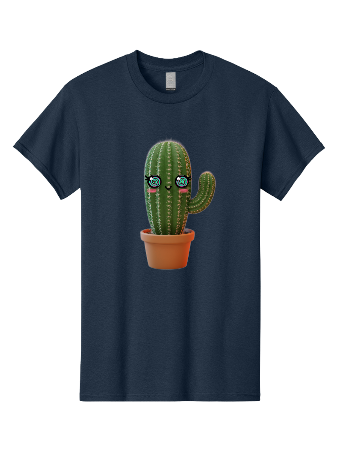 Cactus-Girl Men'S Graphic Tee, 100% Cotton, Comfortable Casual Summer Wear, Machine Washable, Cartoon Cactus, Potted Plant, Kawaii Character, Cacti, Succulent, Digital Art, Quirky Design, Cute Illustration, Fun Home Decor Bac742
