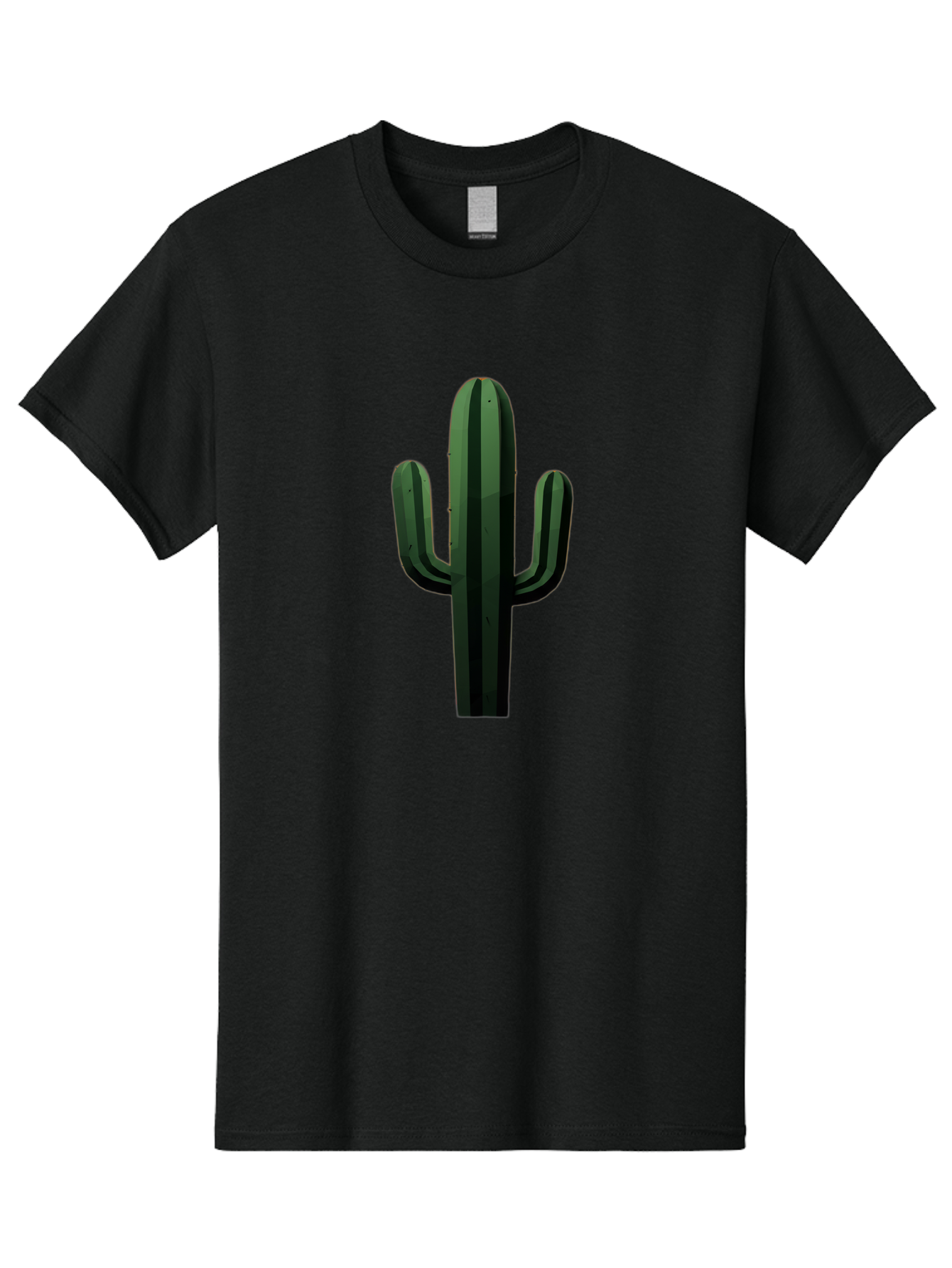 Cactus-Illustration Men'S Graphic Tee, 100% Cotton, Comfortable Casual Summer Wear, Machine Washable, Saguaro Cactus, Desert Plant, Cactus Illustration, Cartoon Cactus, Green Cactus, Simple Design, Minimalist Art Bac743