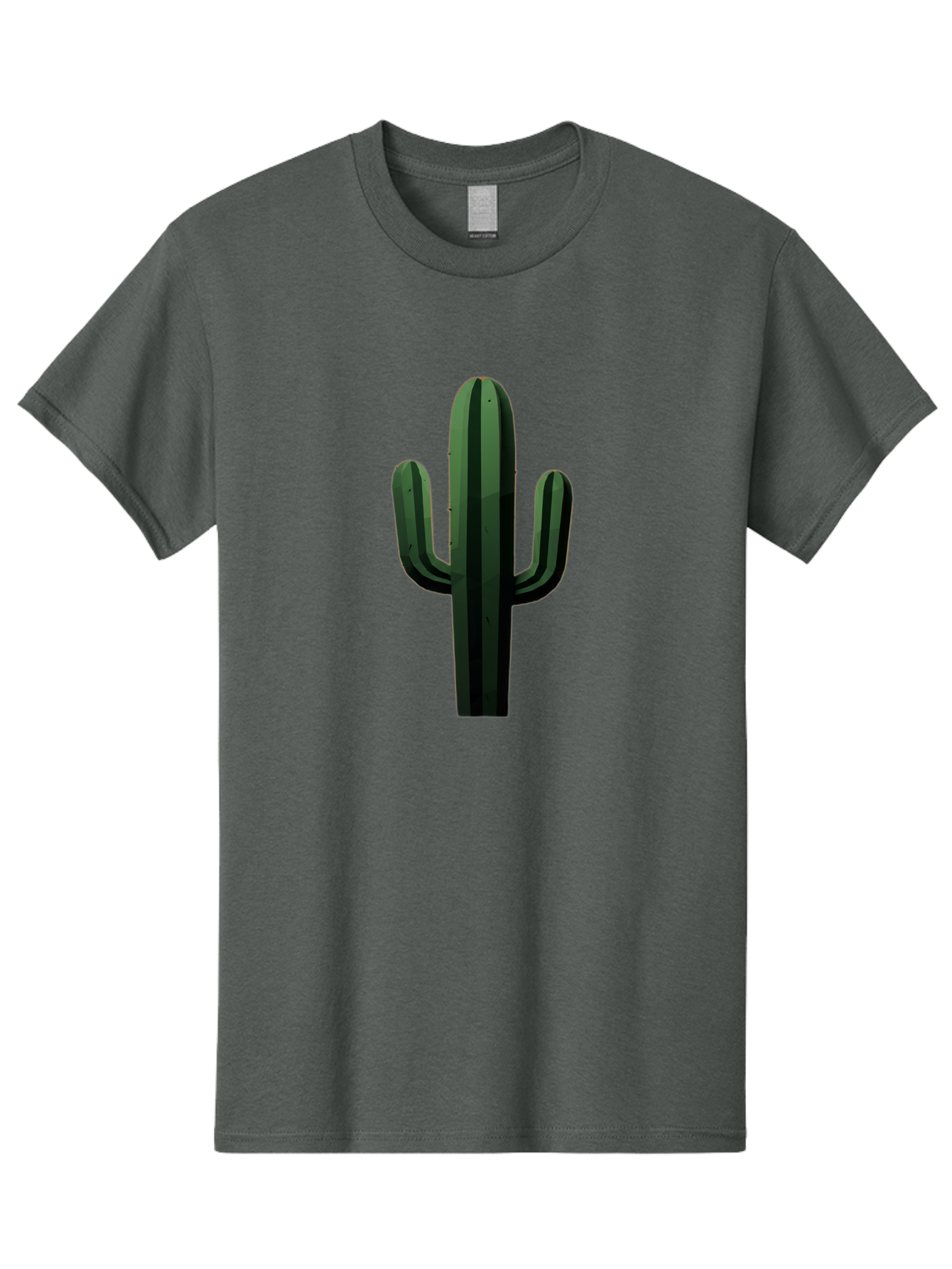 Cactus-Illustration Men'S Graphic Tee, 100% Cotton, Comfortable Casual Summer Wear, Machine Washable, Saguaro Cactus, Desert Plant, Cactus Illustration, Cartoon Cactus, Green Cactus, Simple Design, Minimalist Art Bac743