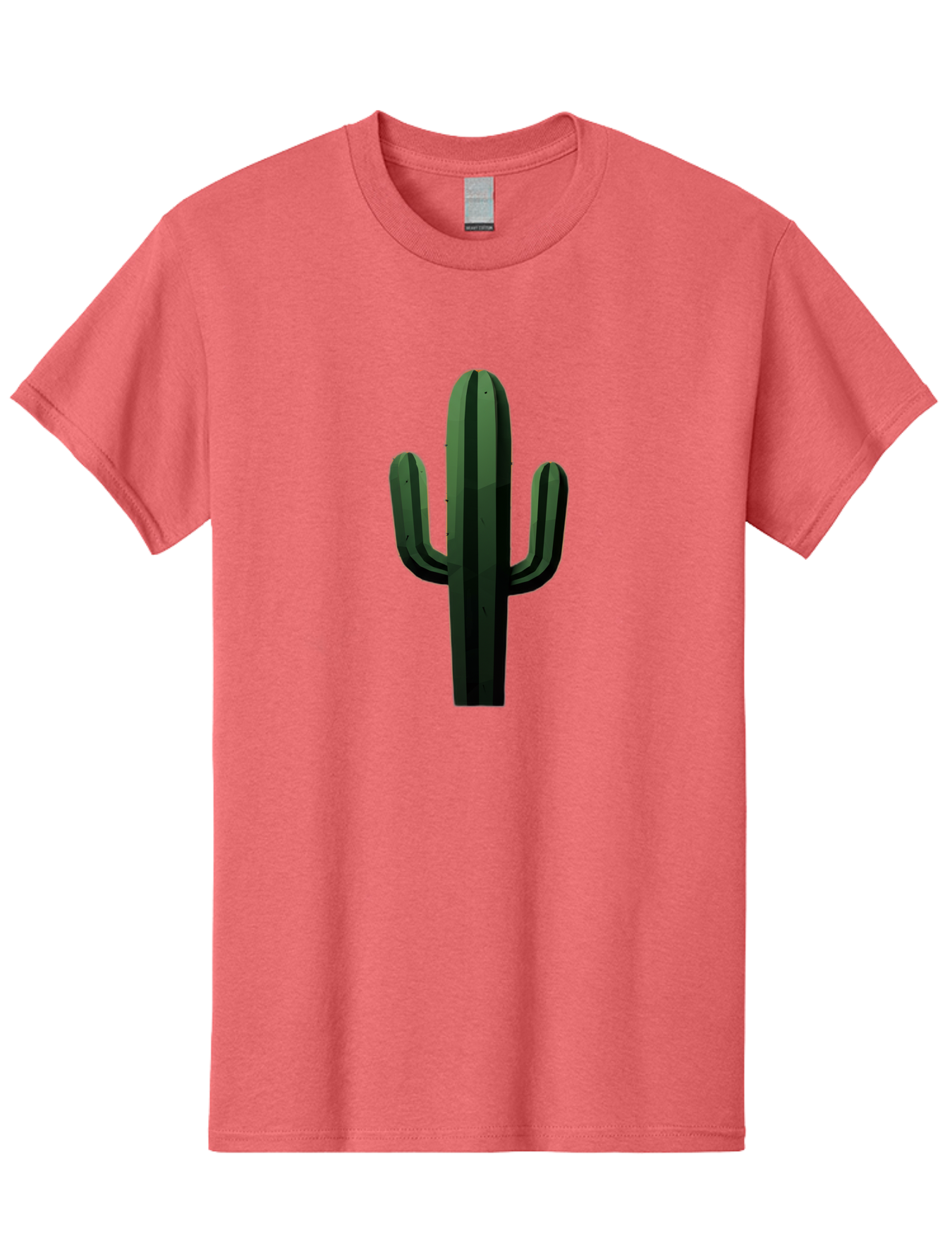 Cactus-Illustration Men'S Graphic Tee, 100% Cotton, Comfortable Casual Summer Wear, Machine Washable, Saguaro Cactus, Desert Plant, Cactus Illustration, Cartoon Cactus, Green Cactus, Simple Design, Minimalist Art Bac743
