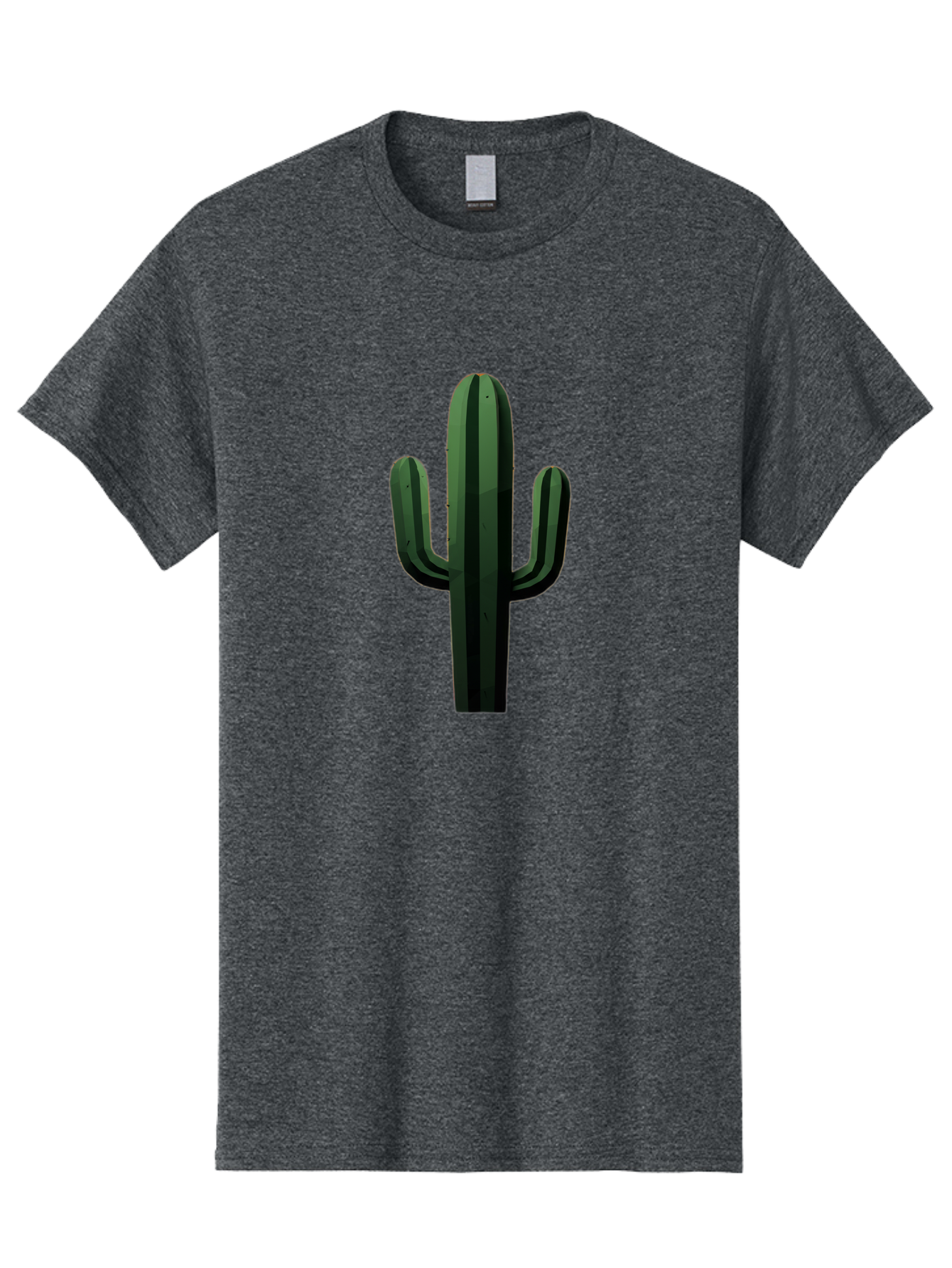 Cactus-Illustration Men'S Graphic Tee, 100% Cotton, Comfortable Casual Summer Wear, Machine Washable, Saguaro Cactus, Desert Plant, Cactus Illustration, Cartoon Cactus, Green Cactus, Simple Design, Minimalist Art Bac743