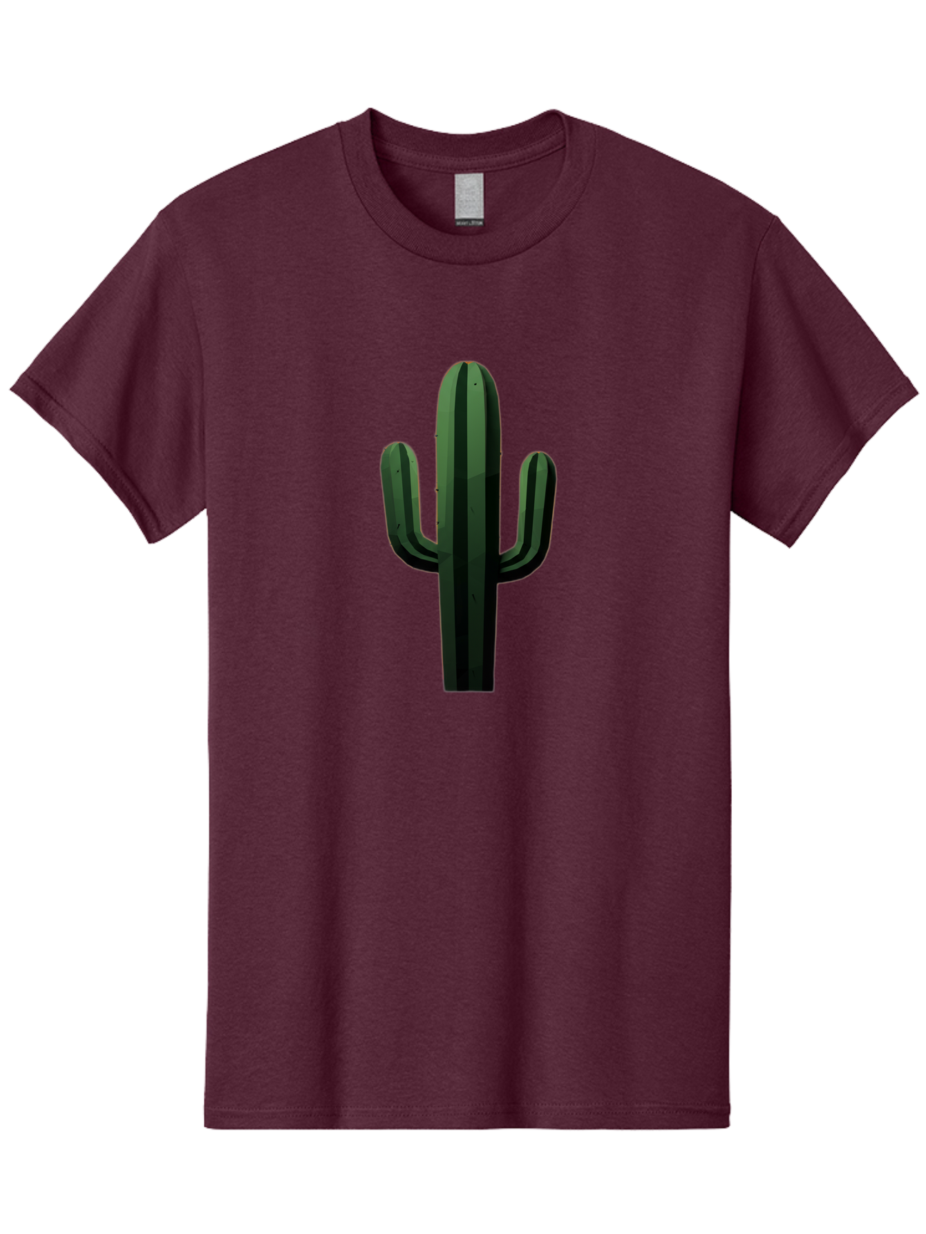 Cactus-Illustration Men'S Graphic Tee, 100% Cotton, Comfortable Casual Summer Wear, Machine Washable, Saguaro Cactus, Desert Plant, Cactus Illustration, Cartoon Cactus, Green Cactus, Simple Design, Minimalist Art Bac743