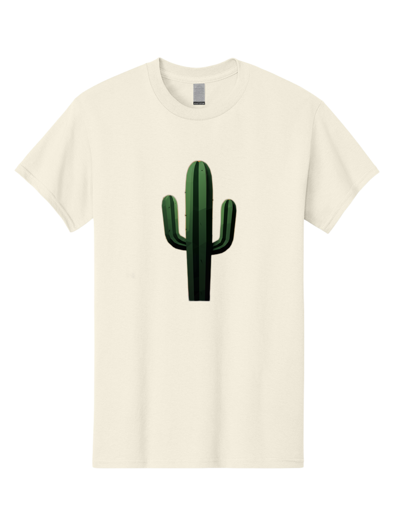 Cactus-Illustration Men'S Graphic Tee, 100% Cotton, Comfortable Casual Summer Wear, Machine Washable, Saguaro Cactus, Desert Plant, Cactus Illustration, Cartoon Cactus, Green Cactus, Simple Design, Minimalist Art Bac743