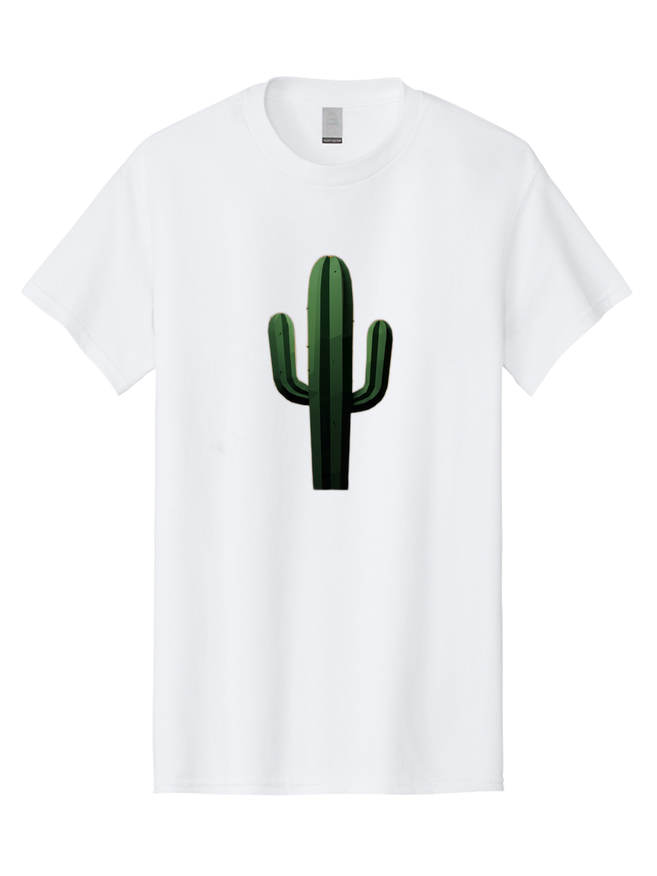 Cactus-Illustration Men'S Graphic Tee, 100% Cotton, Comfortable Casual Summer Wear, Machine Washable, Saguaro Cactus, Desert Plant, Cactus Illustration, Cartoon Cactus, Green Cactus, Simple Design, Minimalist Art Bac743