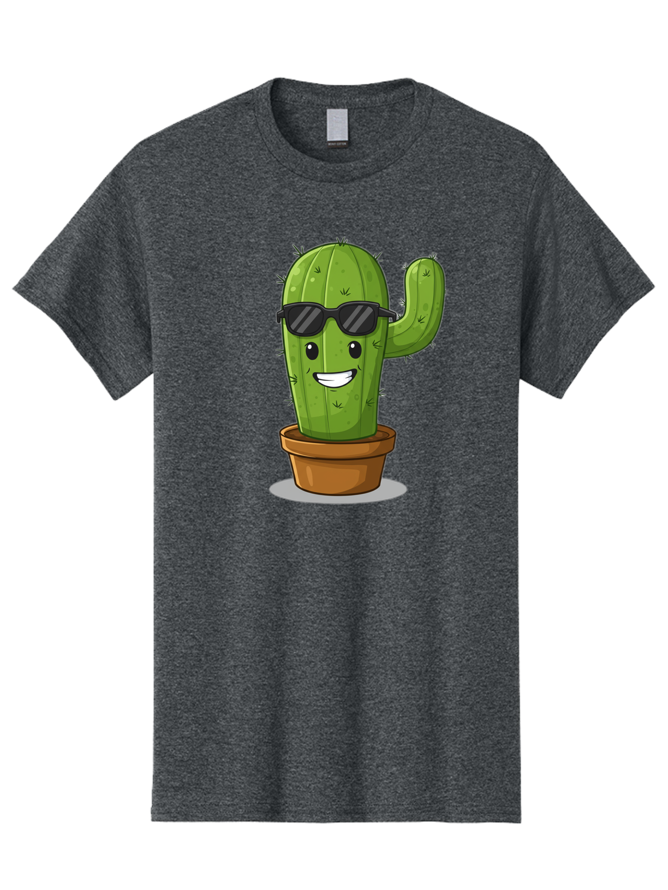 Cactus-In-Shades Men'S Graphic Tee, 100% Cotton, Comfortable Casual Summer Wear, Machine Washable, Cartoon Cactus, Cactus Character, Sunglasses, Potted Plant, Quirky Design, Fun Illustration, Desert Plant, Cool Cactus, Happy Face Bac749
