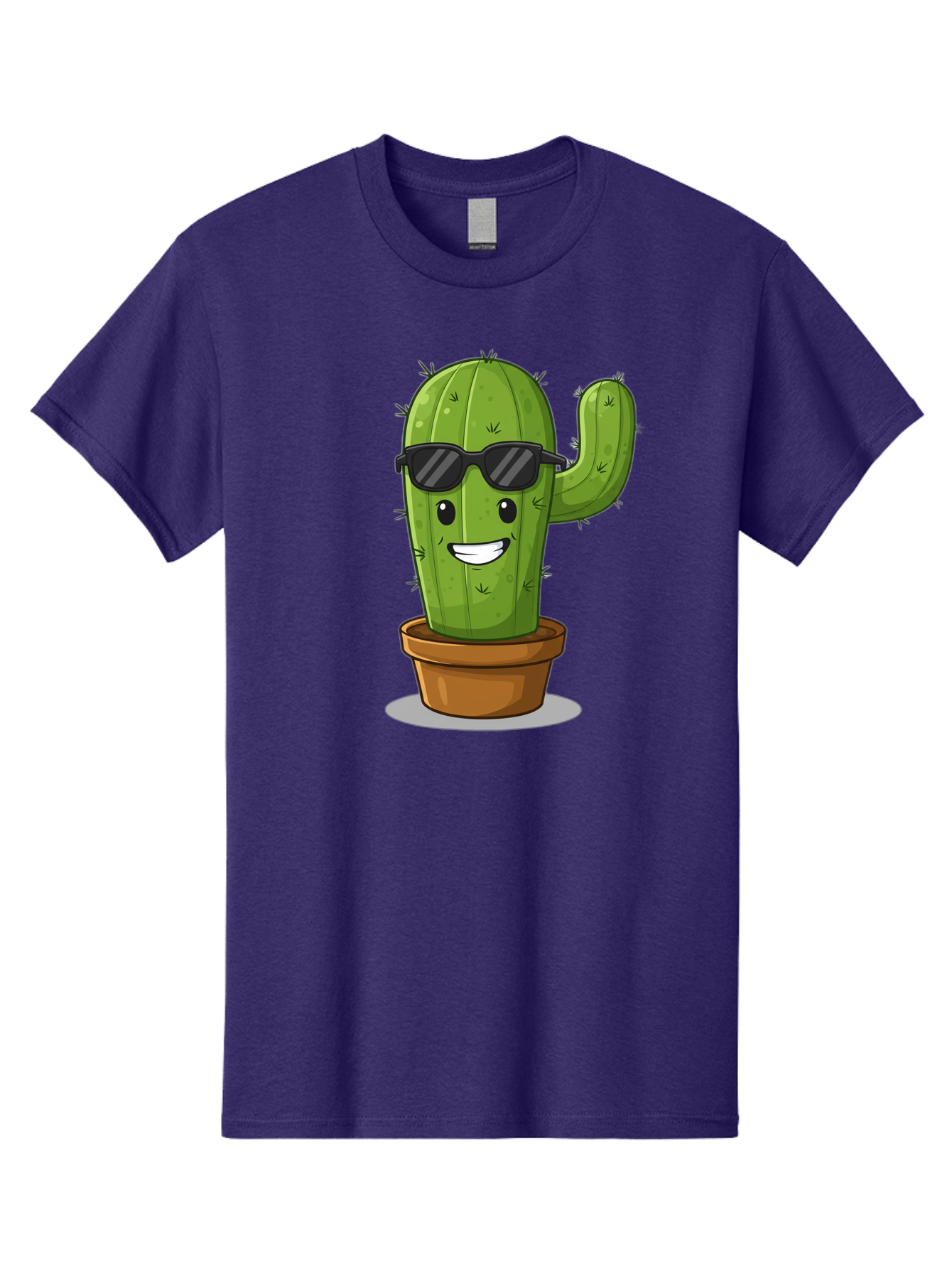 Cactus-In-Shades Men'S Graphic Tee, 100% Cotton, Comfortable Casual Summer Wear, Machine Washable, Cartoon Cactus, Cactus Character, Sunglasses, Potted Plant, Quirky Design, Fun Illustration, Desert Plant, Cool Cactus, Happy Face Bac749