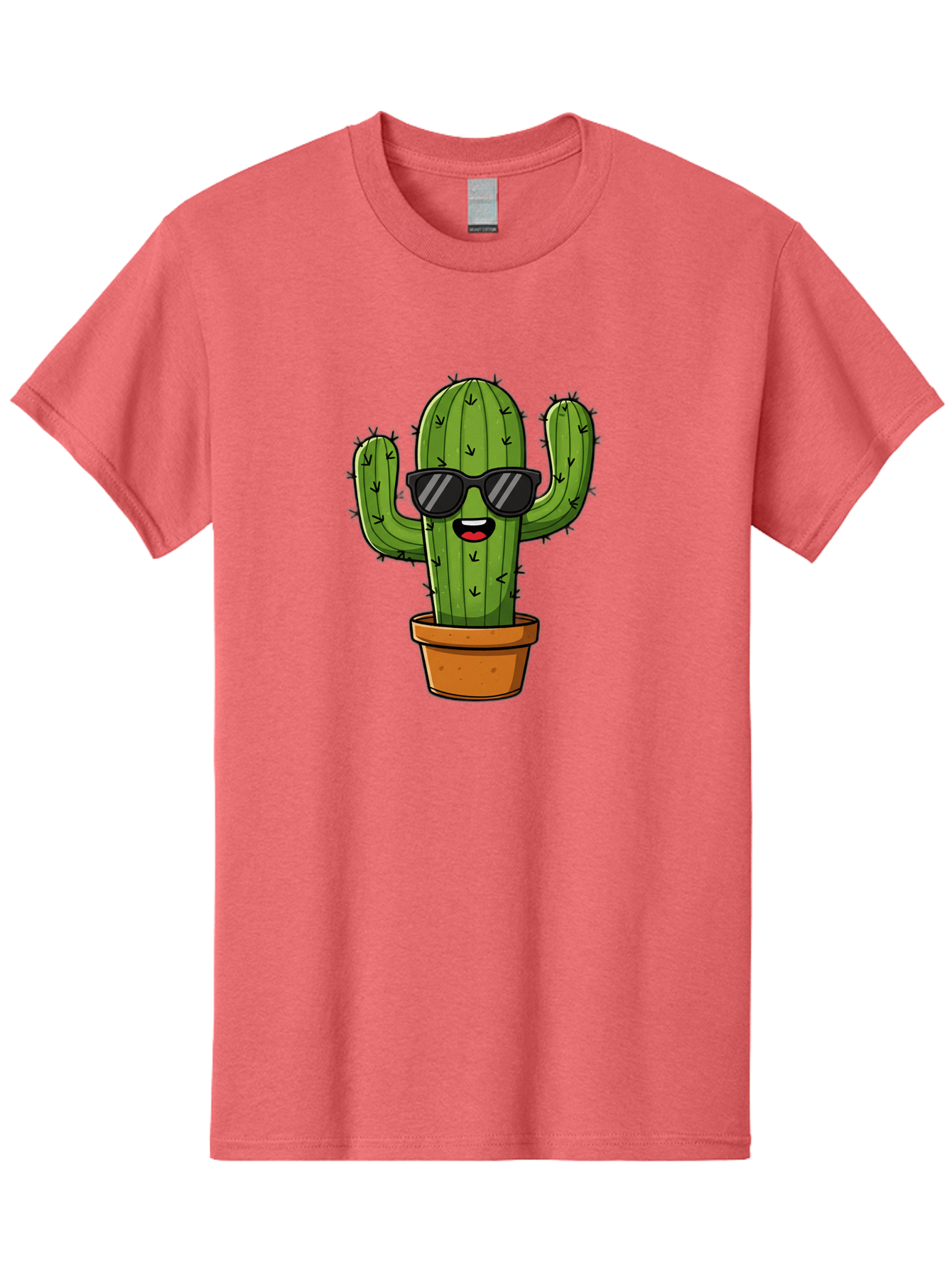 Cactus-In-Sunglasses-1 Men'S Graphic Tee, 100% Cotton, Comfortable Casual Summer Wear, Machine Washable, Cartoon Cactus, Pot, Sunglasses, Happy Face, Spiky Texture, Trendy Decor, Quirky Charm, Fun Design, Humorous Vibe, Cool Cactus, Bac751