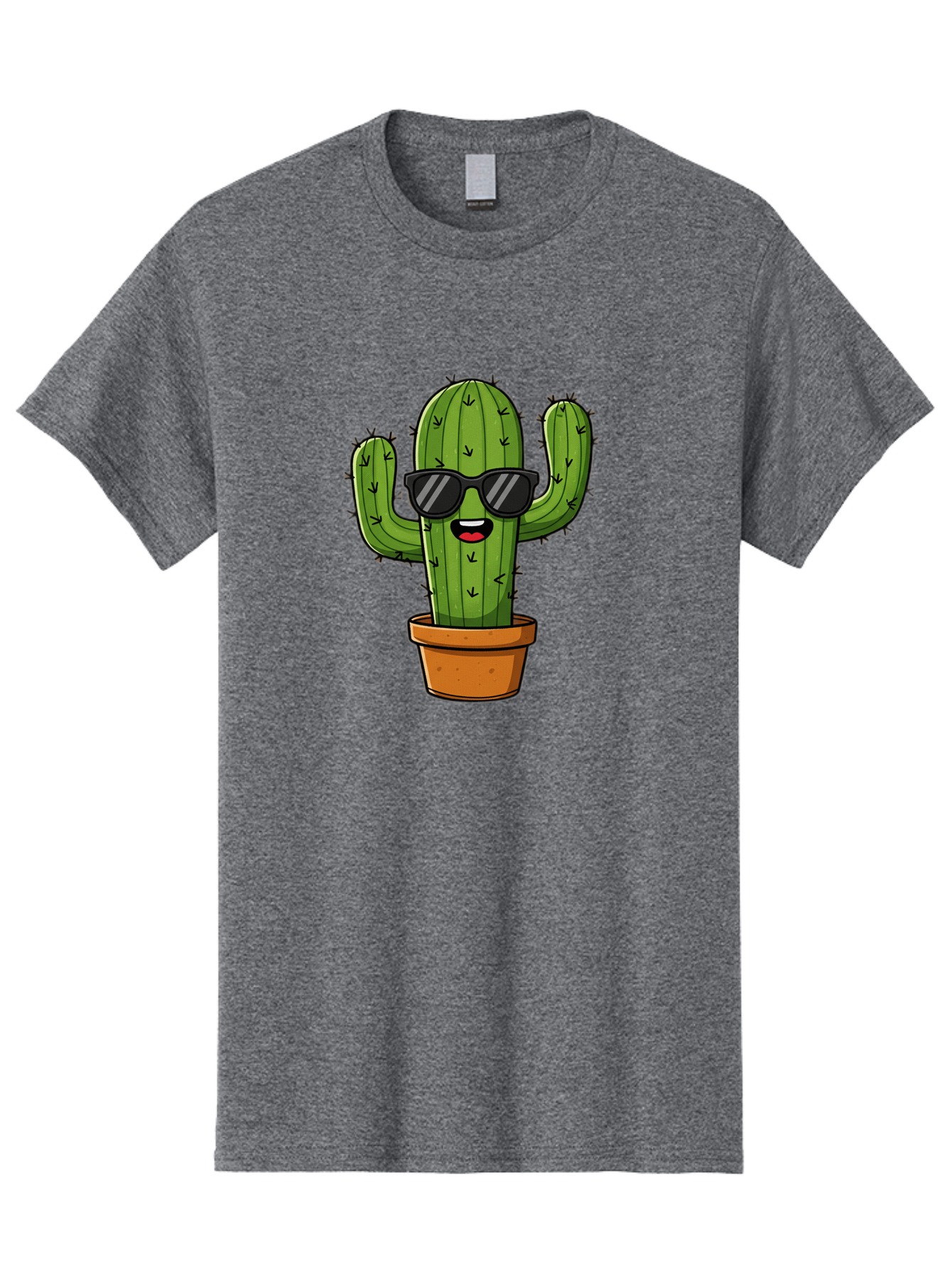 Cactus-In-Sunglasses-1 Men'S Graphic Tee, 100% Cotton, Comfortable Casual Summer Wear, Machine Washable, Cartoon Cactus, Pot, Sunglasses, Happy Face, Spiky Texture, Trendy Decor, Quirky Charm, Fun Design, Humorous Vibe, Cool Cactus, Bac751