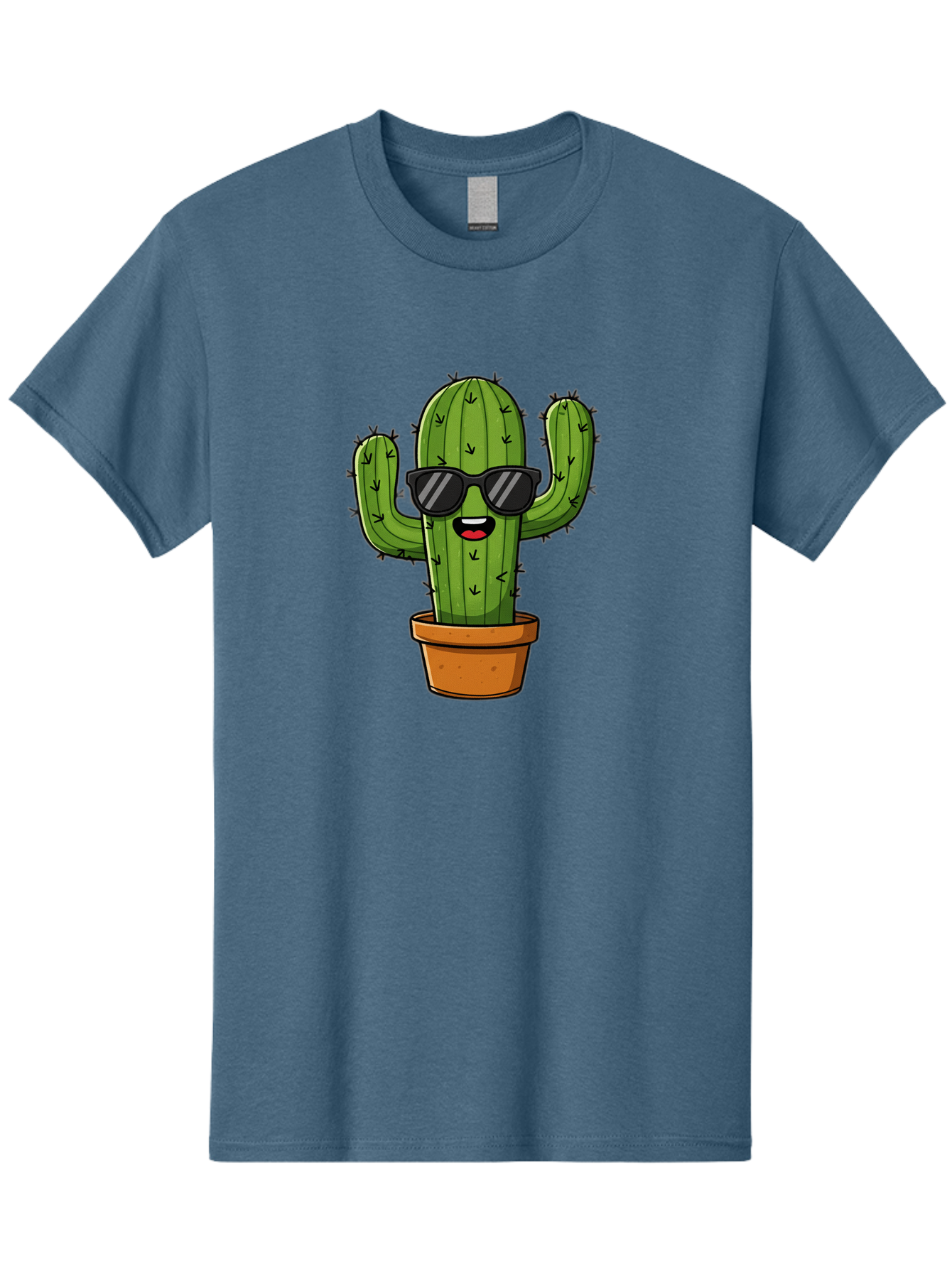 Cactus-In-Sunglasses-1 Men'S Graphic Tee, 100% Cotton, Comfortable Casual Summer Wear, Machine Washable, Cartoon Cactus, Pot, Sunglasses, Happy Face, Spiky Texture, Trendy Decor, Quirky Charm, Fun Design, Humorous Vibe, Cool Cactus, Bac751