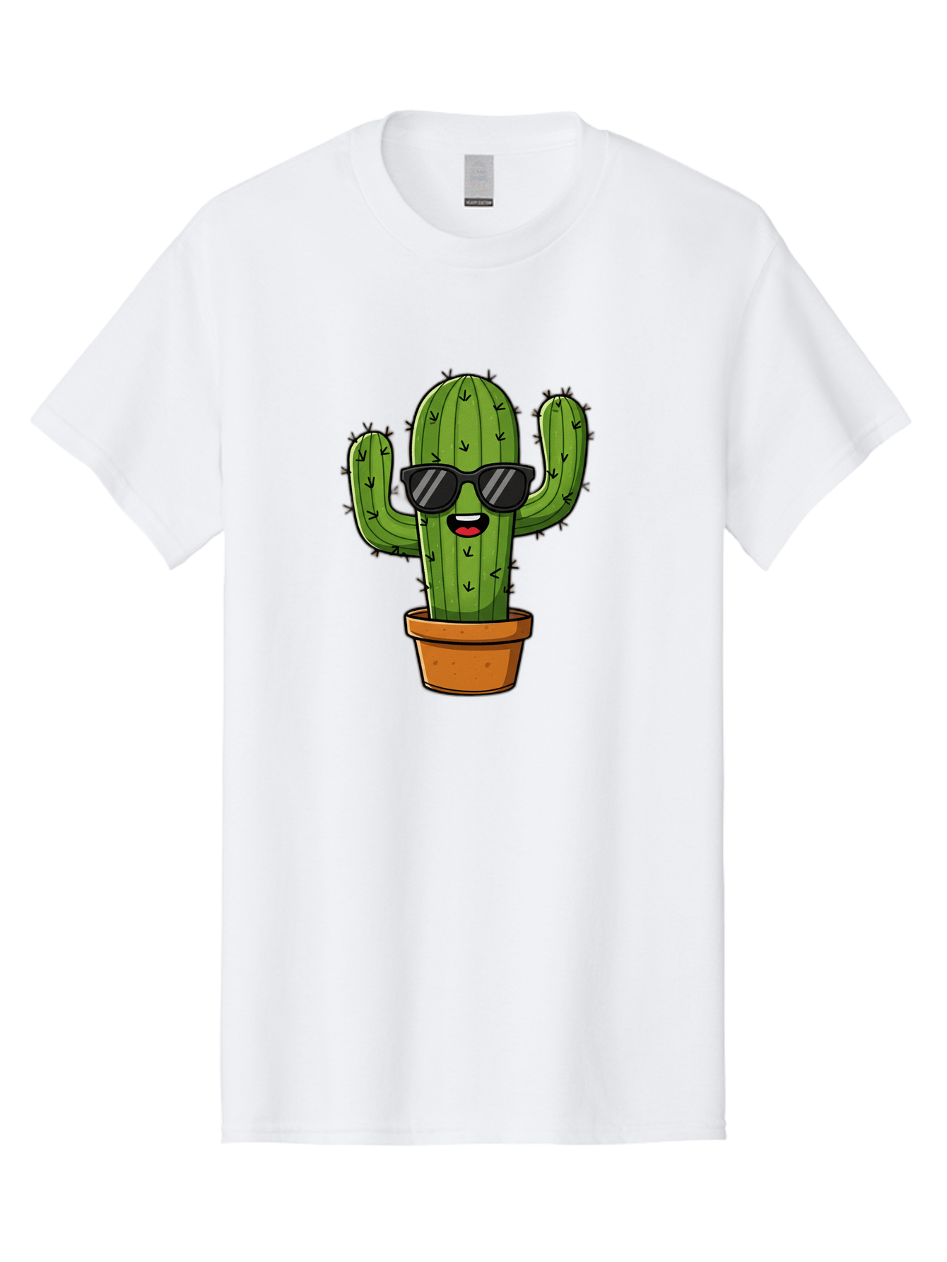 Cactus-In-Sunglasses-1 Men'S Graphic Tee, 100% Cotton, Comfortable Casual Summer Wear, Machine Washable, Cartoon Cactus, Pot, Sunglasses, Happy Face, Spiky Texture, Trendy Decor, Quirky Charm, Fun Design, Humorous Vibe, Cool Cactus, Bac751
