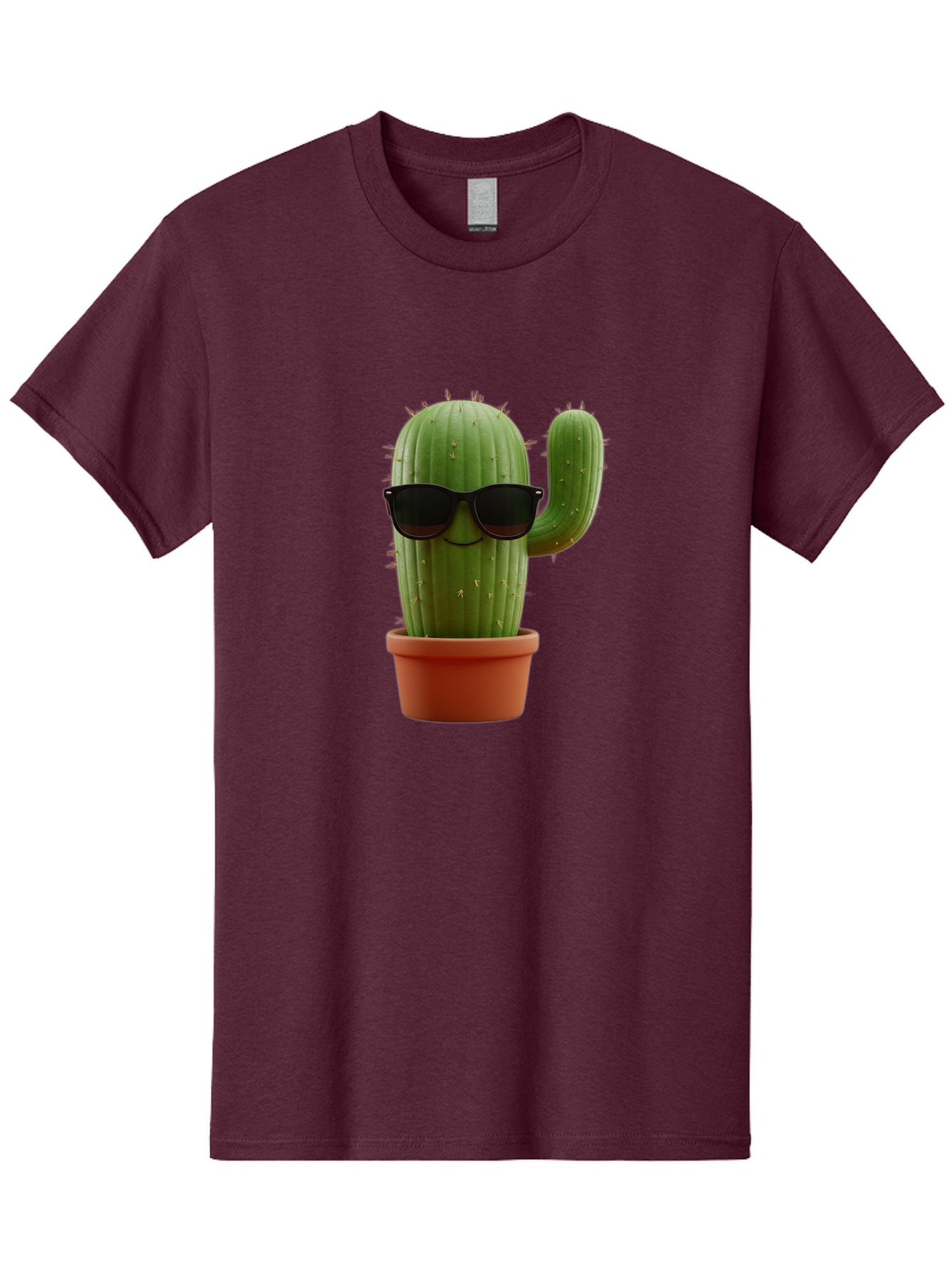 Cactus-Sunglasses Men'S Graphic Tee, 100% Cotton, Comfortable Casual Summer Wear, Machine Washable, Cactus Wearing Sunglasses, Potted Cactus, Cool Cactus, Trendy Plant, Cactus With Shades, Funny Cactus, Modern Decor, Quirky Decoration Bac755