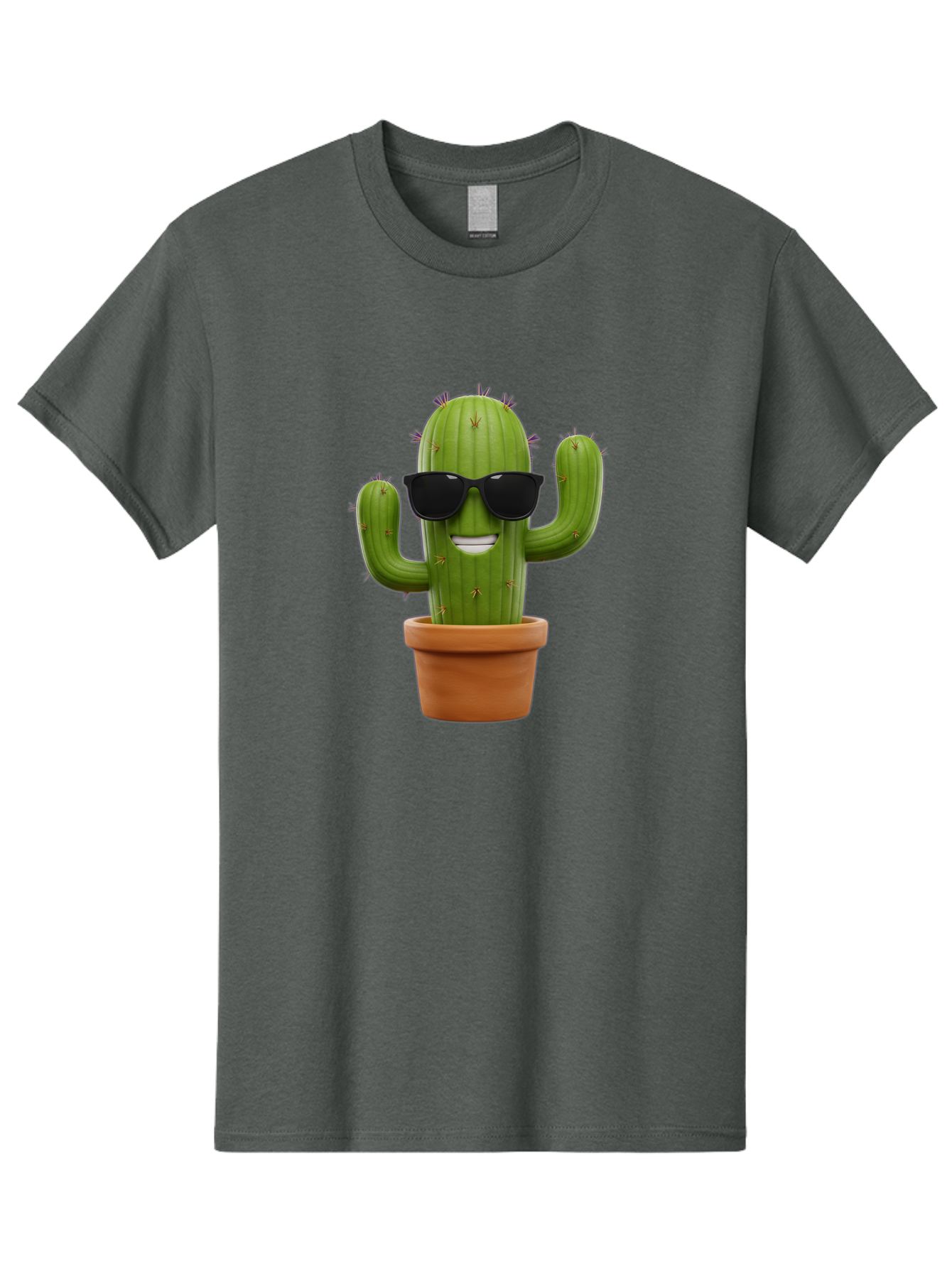Cactus-Wearing-Sunglasses Men'S Graphic Tee, 100% Cotton, Comfortable Casual Summer Wear, Machine Washable, Cool Cactus, Cactus Wearing Sunglasses, Cartoon Cactus, Potted Plant, Quirky Character, Fun Design, Cute Plant, Fun Accessory, Bac758