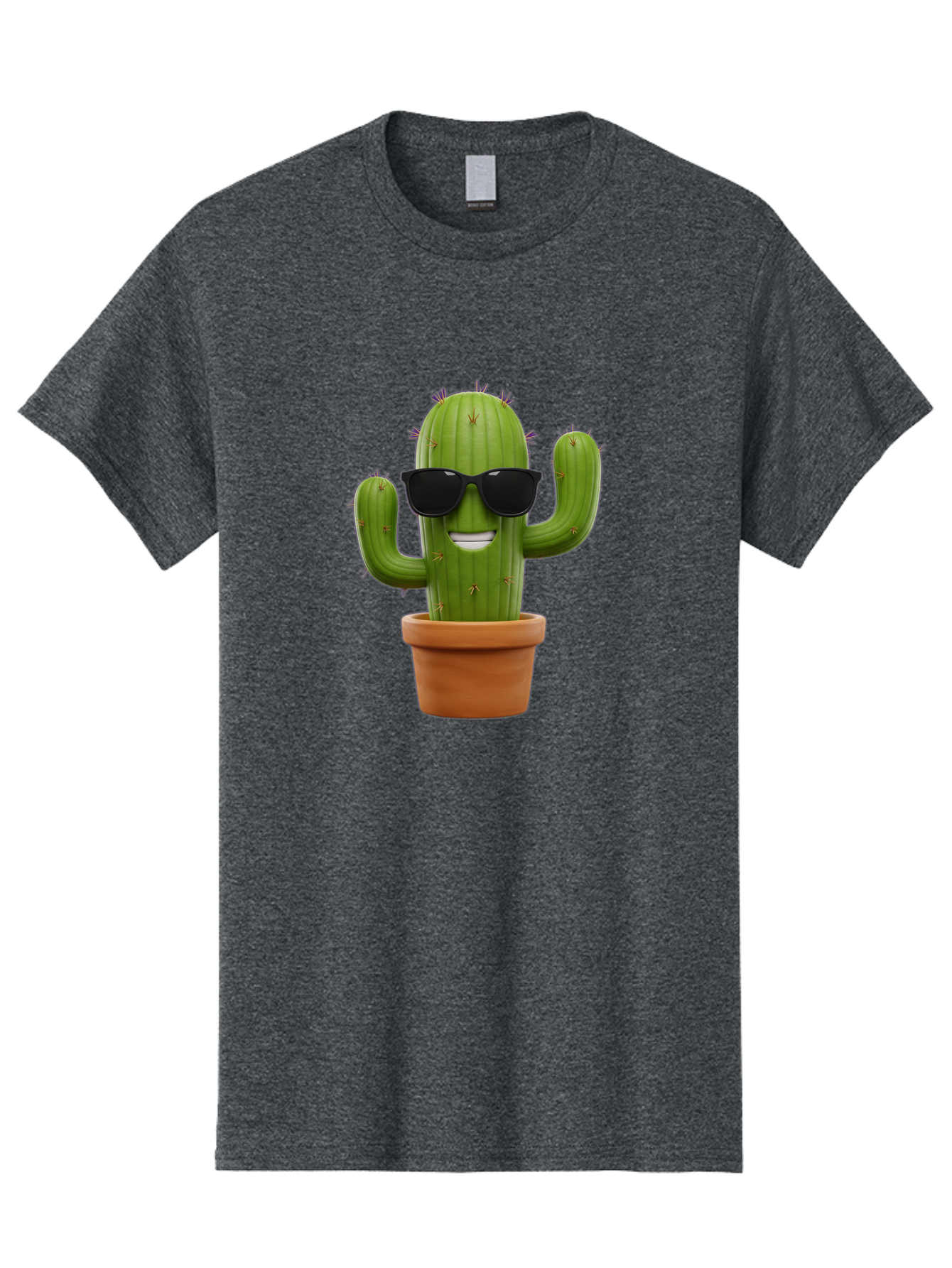 Cactus-Wearing-Sunglasses Men'S Graphic Tee, 100% Cotton, Comfortable Casual Summer Wear, Machine Washable, Cool Cactus, Cactus Wearing Sunglasses, Cartoon Cactus, Potted Plant, Quirky Character, Fun Design, Cute Plant, Fun Accessory, Bac758