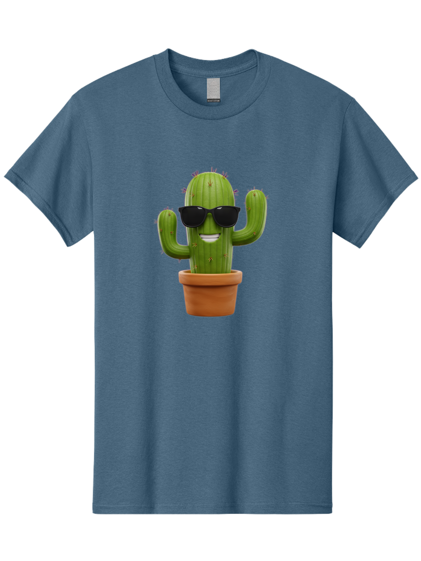Cactus-Wearing-Sunglasses Men'S Graphic Tee, 100% Cotton, Comfortable Casual Summer Wear, Machine Washable, Cool Cactus, Cactus Wearing Sunglasses, Cartoon Cactus, Potted Plant, Quirky Character, Fun Design, Cute Plant, Fun Accessory, Bac758