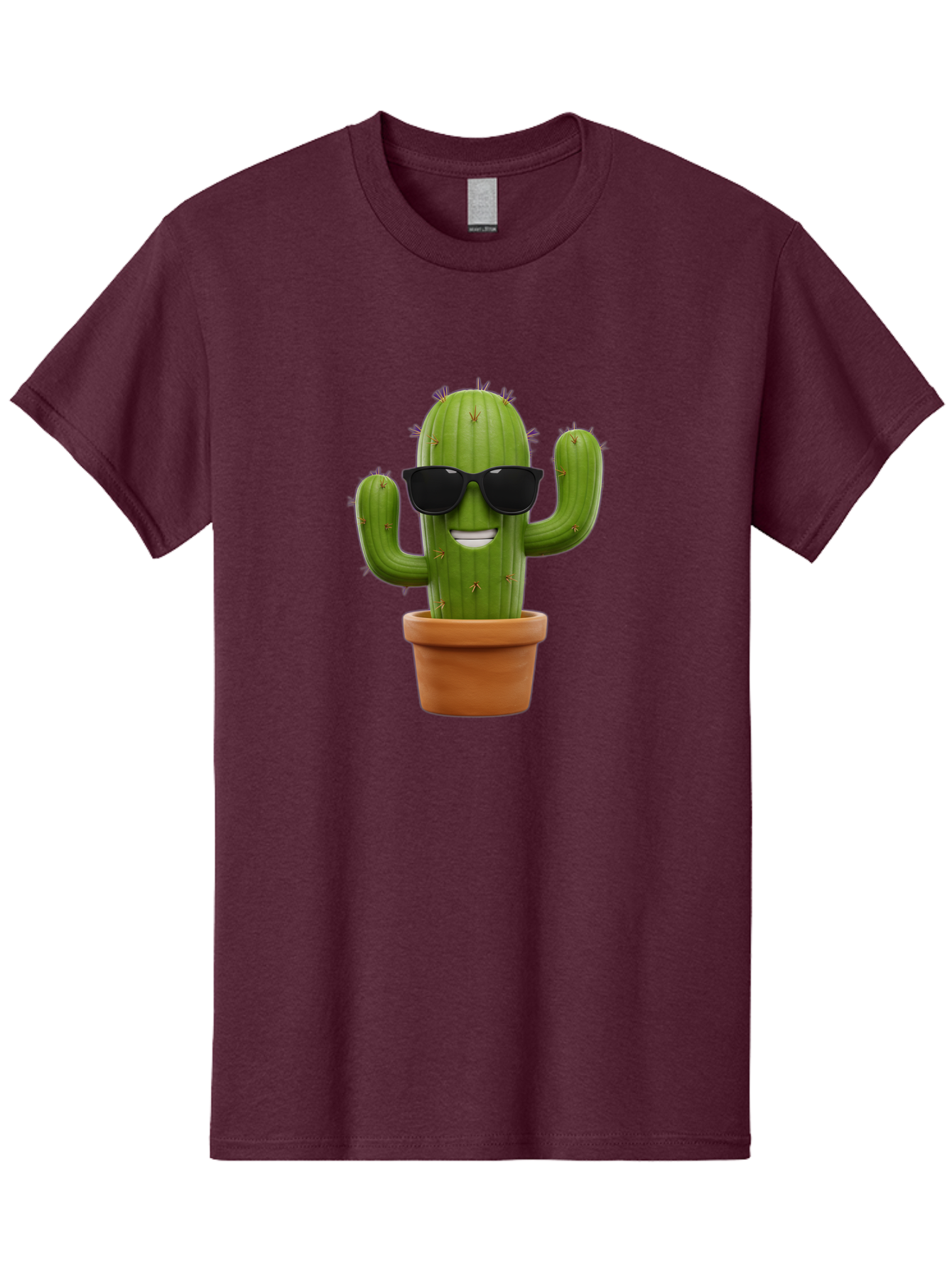 Cactus-Wearing-Sunglasses Men'S Graphic Tee, 100% Cotton, Comfortable Casual Summer Wear, Machine Washable, Cool Cactus, Cactus Wearing Sunglasses, Cartoon Cactus, Potted Plant, Quirky Character, Fun Design, Cute Plant, Fun Accessory, Bac758