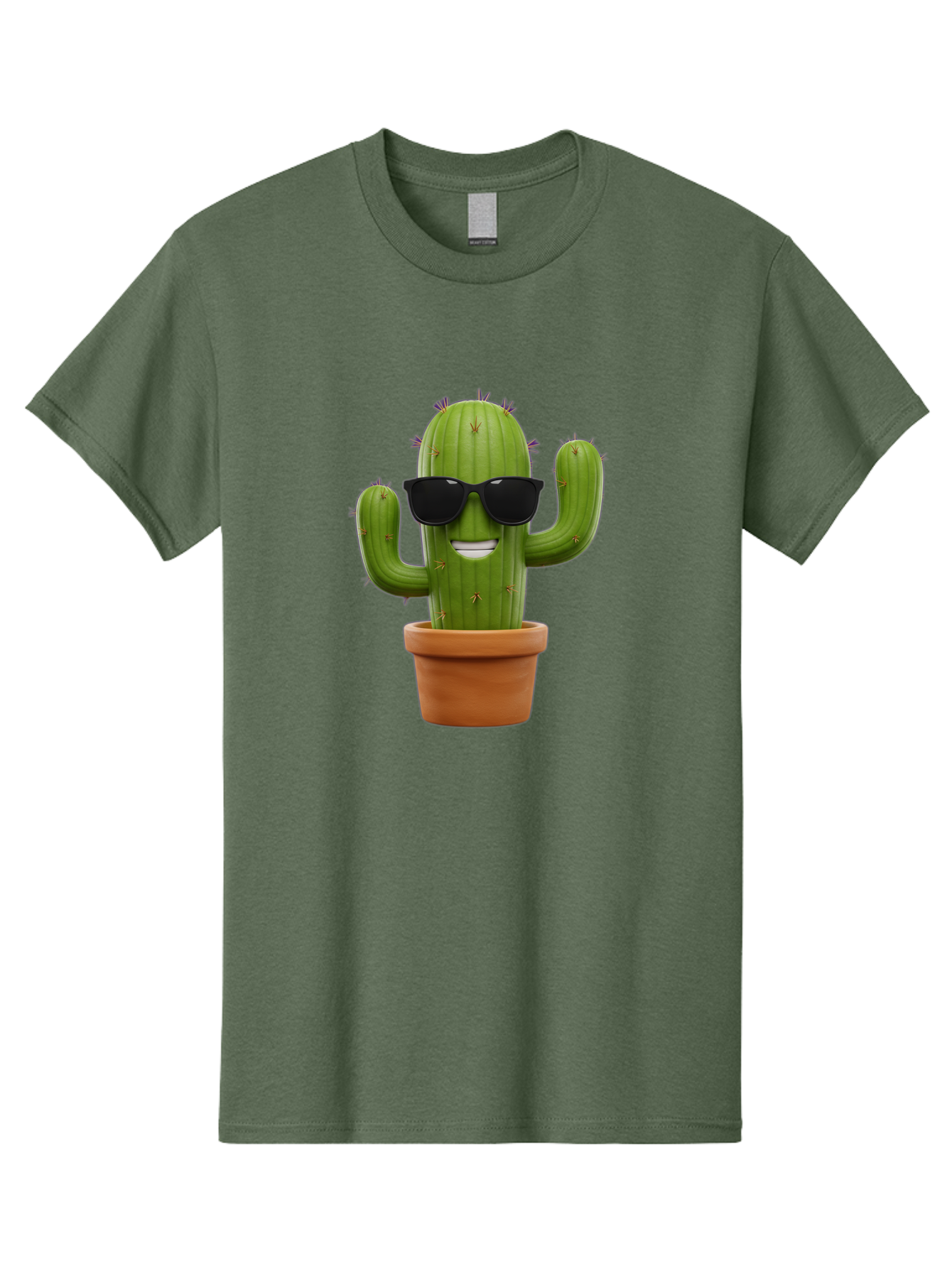 Cactus-Wearing-Sunglasses Men'S Graphic Tee, 100% Cotton, Comfortable Casual Summer Wear, Machine Washable, Cool Cactus, Cactus Wearing Sunglasses, Cartoon Cactus, Potted Plant, Quirky Character, Fun Design, Cute Plant, Fun Accessory, Bac758