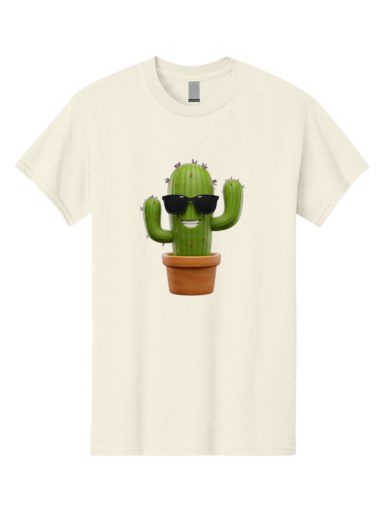 Cactus-Wearing-Sunglasses Men'S Graphic Tee, 100% Cotton, Comfortable Casual Summer Wear, Machine Washable, Cool Cactus, Cactus Wearing Sunglasses, Cartoon Cactus, Potted Plant, Quirky Character, Fun Design, Cute Plant, Fun Accessory, Bac758