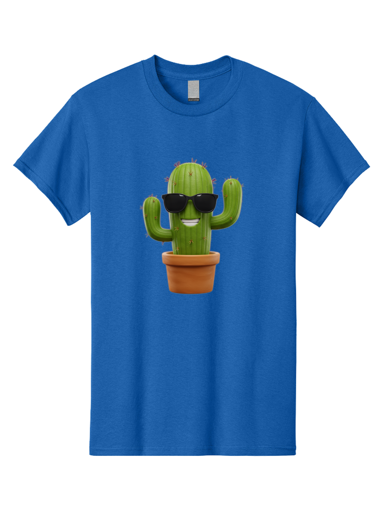 Cactus-Wearing-Sunglasses Men'S Graphic Tee, 100% Cotton, Comfortable Casual Summer Wear, Machine Washable, Cool Cactus, Cactus Wearing Sunglasses, Cartoon Cactus, Potted Plant, Quirky Character, Fun Design, Cute Plant, Fun Accessory, Bac758