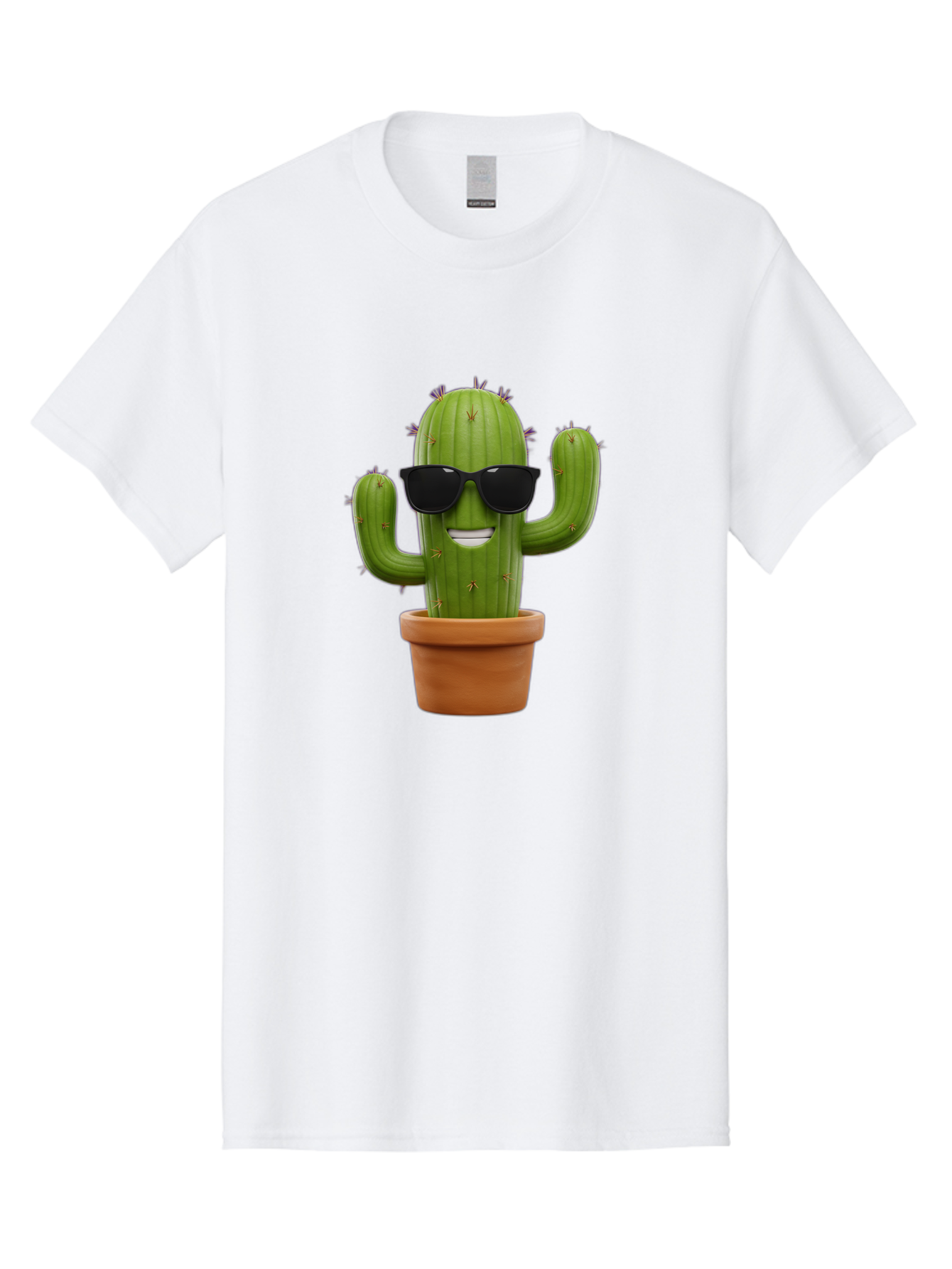 Cactus-Wearing-Sunglasses Men'S Graphic Tee, 100% Cotton, Comfortable Casual Summer Wear, Machine Washable, Cool Cactus, Cactus Wearing Sunglasses, Cartoon Cactus, Potted Plant, Quirky Character, Fun Design, Cute Plant, Fun Accessory, Bac758