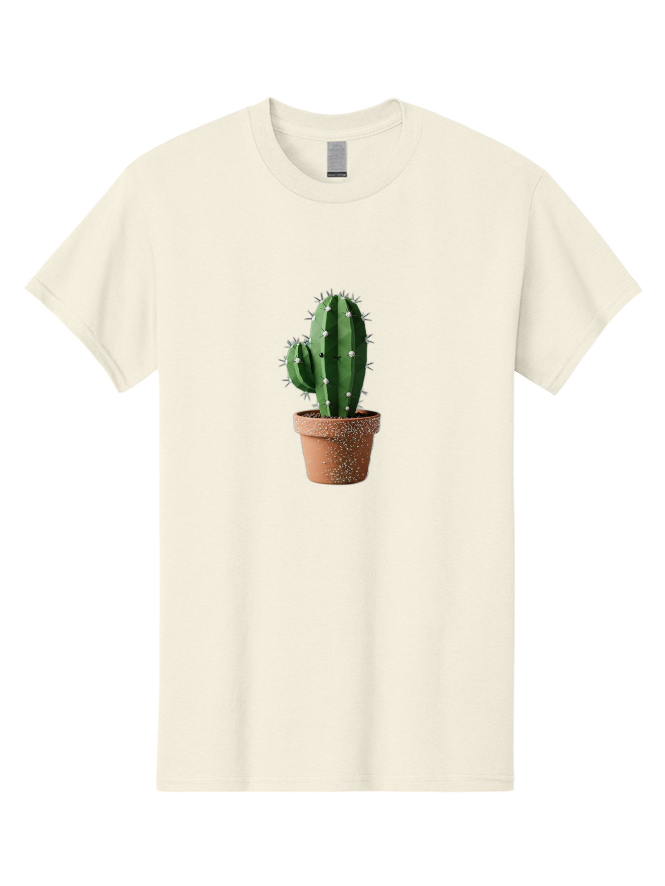 Cactus Men'S Graphic Tee, 100% Cotton, Comfortable Casual Summer Wear, Machine Washable, Cactus Plant, Terracotta Pot, Prickly Pear Cactus, Desert Flora, Succulent Plants, Indoor Plants, Gardening, Pot With Speckles, Cactus With Sharp Spines Bac771