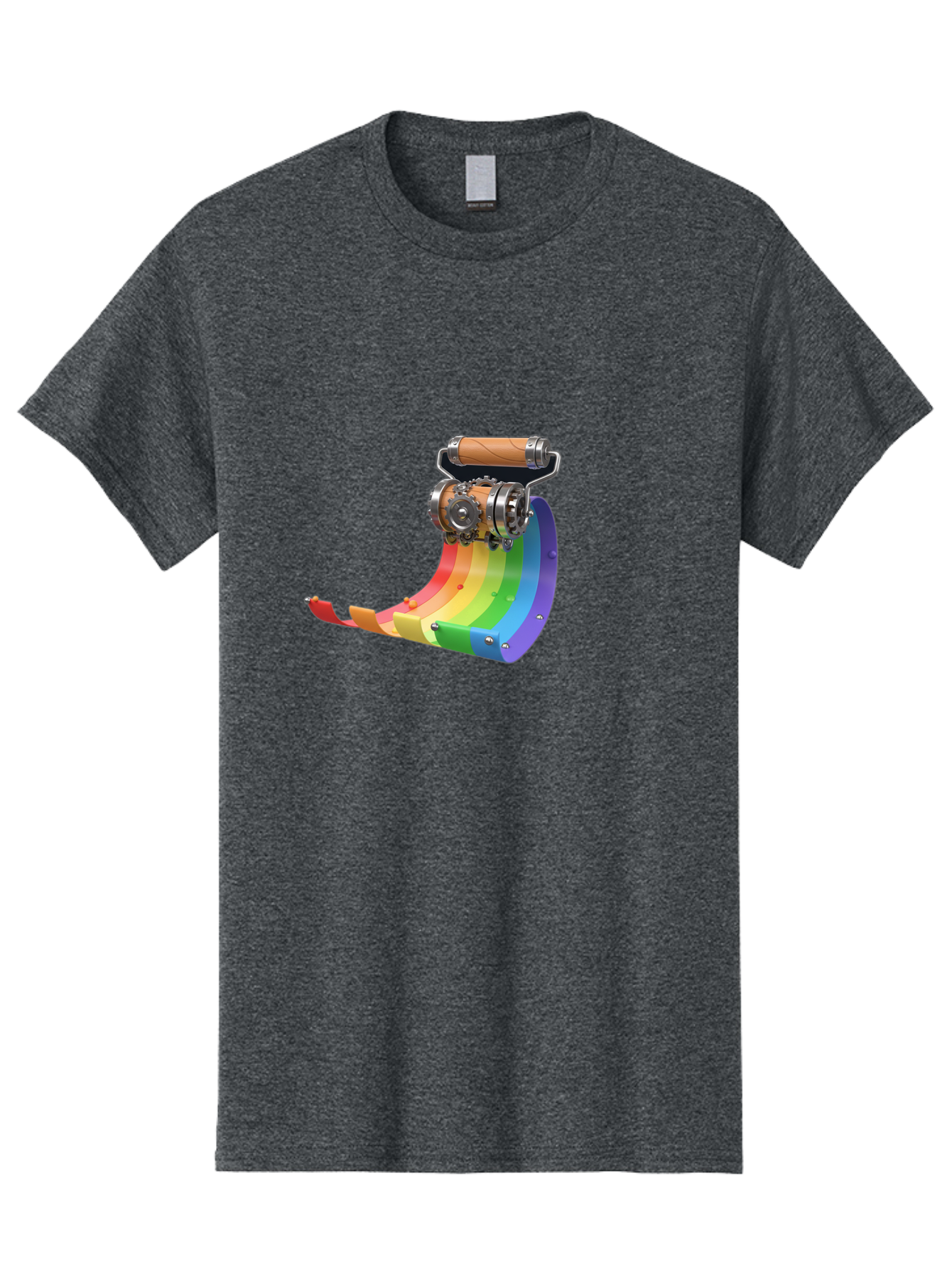 Camera-On-Strip Men'S Graphic Tee, 100% Cotton, Comfortable Casual Summer Wear, Machine Washable, Steampunk Machinery, Industrial Design, Rainbow-Colored Metal, 3D Rendering, Futuristic Technology, Retro-Futurism, Imaginative Concept, Bac772