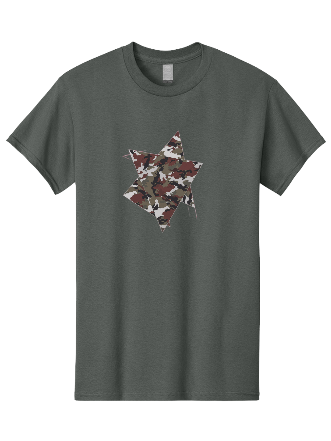 Camo-Star-Kite Men'S Graphic Tee, 100% Cotton, Comfortable Casual Summer Wear, Machine Washable, Camouflage Pattern, Star Shape, Abstract Design, Military Style, Digital Art, Modern Graphic, Camouflage Texture, Geometric Shape Bac774