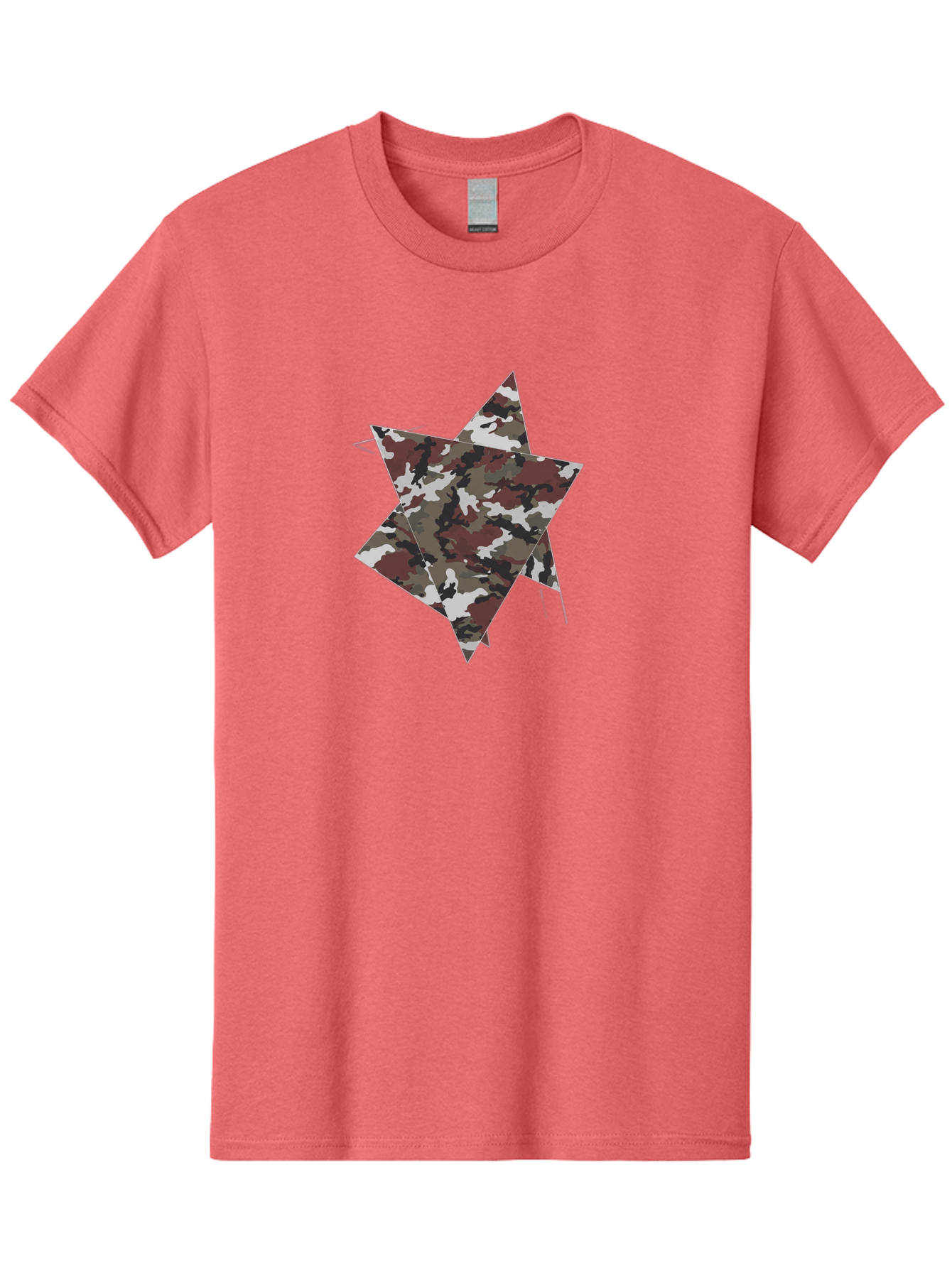 Camo-Star-Kite Men'S Graphic Tee, 100% Cotton, Comfortable Casual Summer Wear, Machine Washable, Camouflage Pattern, Star Shape, Abstract Design, Military Style, Digital Art, Modern Graphic, Camouflage Texture, Geometric Shape Bac774