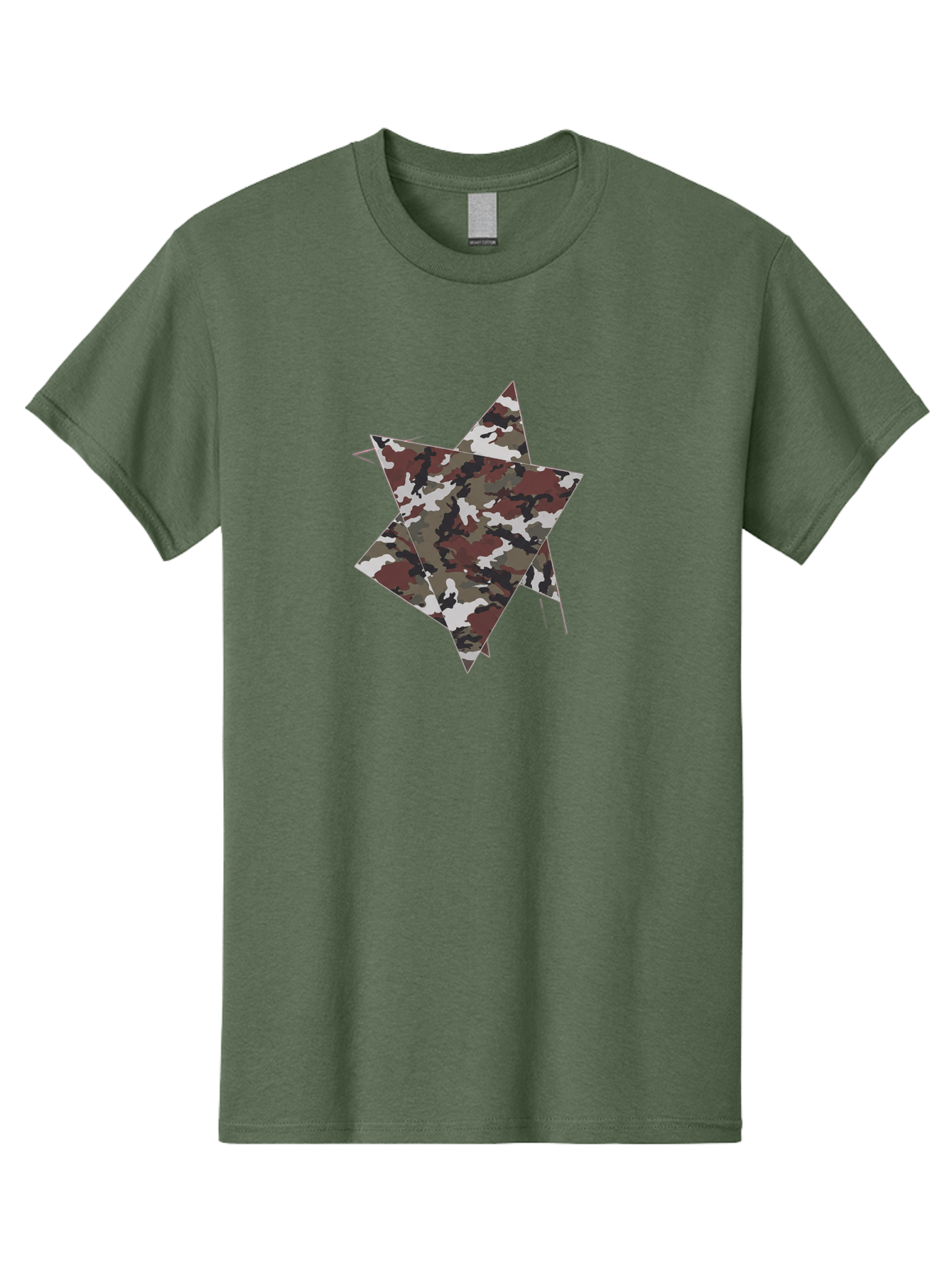 Camo-Star-Kite Men'S Graphic Tee, 100% Cotton, Comfortable Casual Summer Wear, Machine Washable, Camouflage Pattern, Star Shape, Abstract Design, Military Style, Digital Art, Modern Graphic, Camouflage Texture, Geometric Shape Bac774