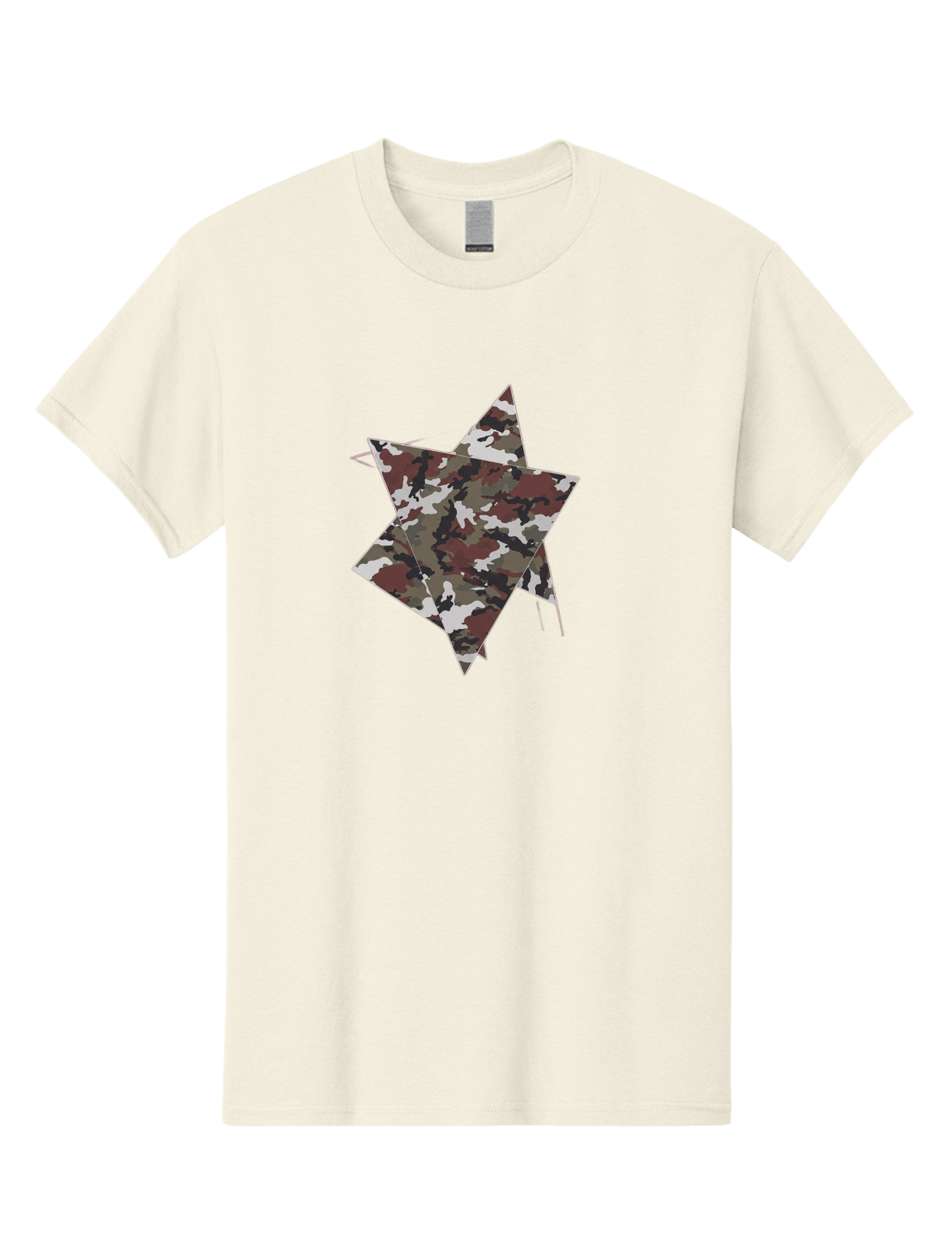 Camo-Star-Kite Men'S Graphic Tee, 100% Cotton, Comfortable Casual Summer Wear, Machine Washable, Camouflage Pattern, Star Shape, Abstract Design, Military Style, Digital Art, Modern Graphic, Camouflage Texture, Geometric Shape Bac774
