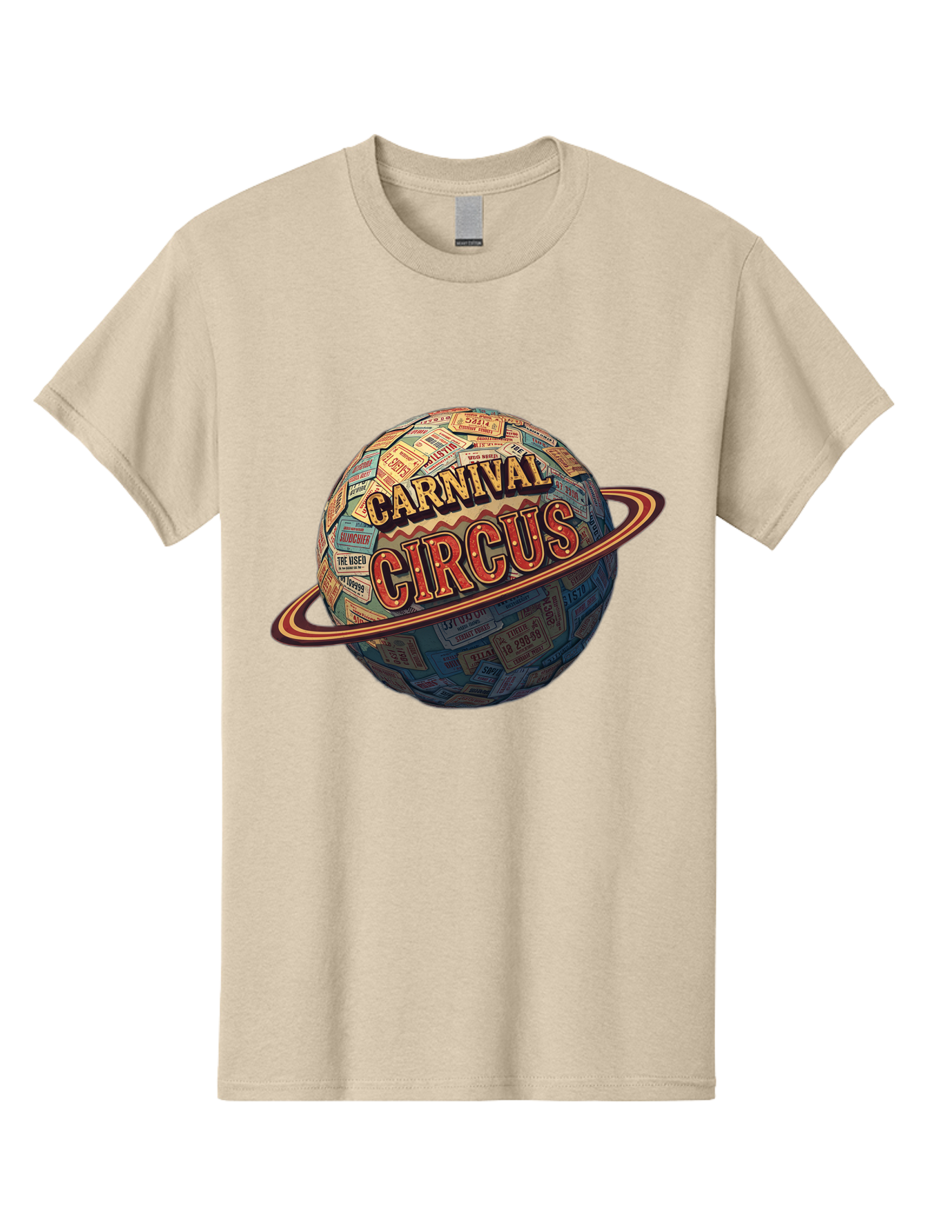 Carnival-Circus-1 Men'S Graphic Tee, 100% Cotton, Comfortable Casual Summer Wear, Machine Washable, Carnival Circus, Earth With Ring, Vintage Posters, Global Celebration, Festive Atmosphere, Entertainment, Travel, Adventure, Event Promotion Bac783