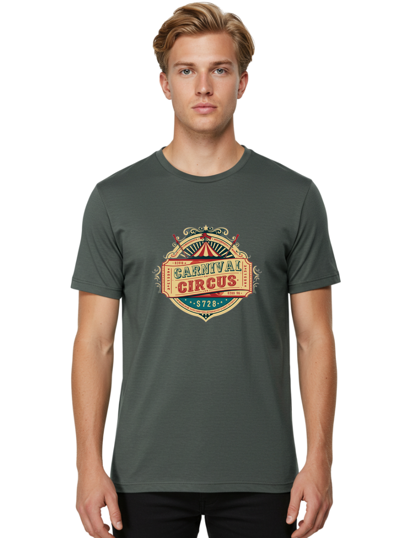 Carnival-Circus Men'S Graphic Tee, 100% Cotton, Comfortable Casual Summer Wear, Machine Washable, Vintage Carnival, Circus Ticket, Carnival Circus, Retro Style, Vintage Theme, Carnival Graphics, Circus Arts, Carnival Design, Bac784