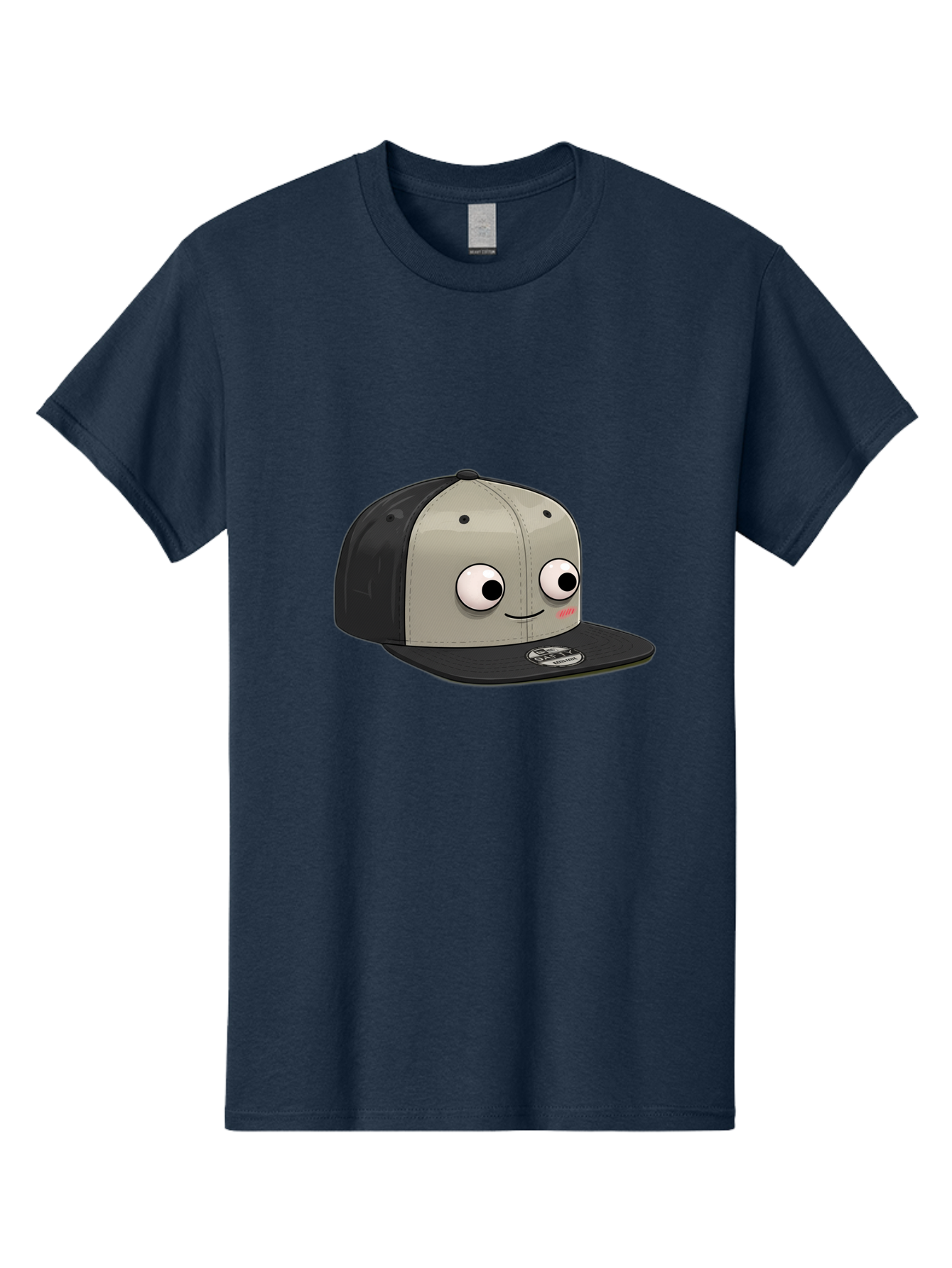 Cartoon-Baseball-Cap Men'S Graphic Tee, 100% Cotton, Comfortable Casual Summer Wear, Machine Washable, Funny Cartoon Baseball Cap, Cartoon Character Design, Smiling Face, Animated Hat, Digital Illustration, Playful Accessory, Bac787