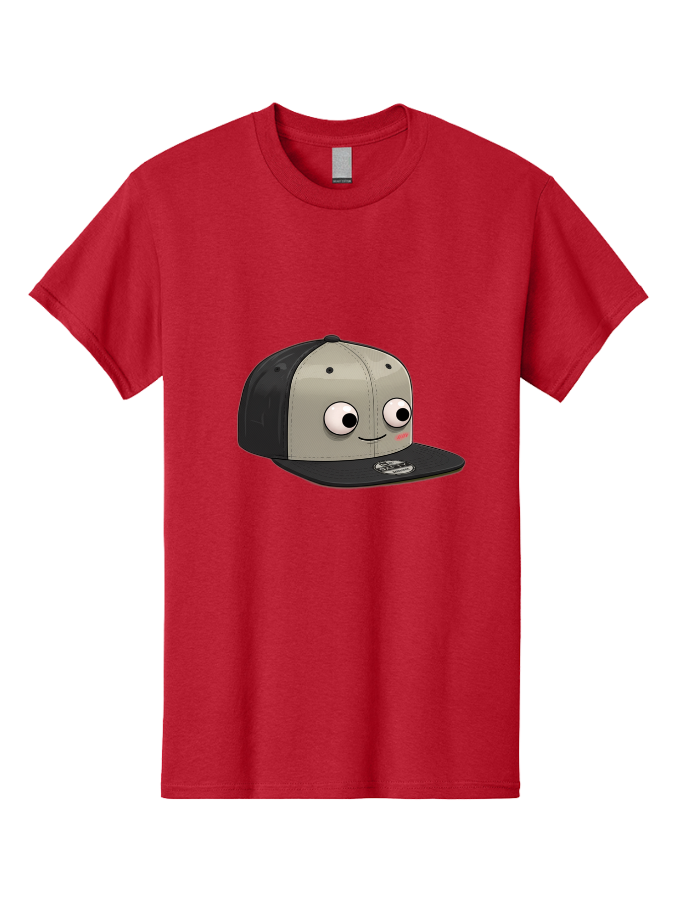 Cartoon-Baseball-Cap Men'S Graphic Tee, 100% Cotton, Comfortable Casual Summer Wear, Machine Washable, Funny Cartoon Baseball Cap, Cartoon Character Design, Smiling Face, Animated Hat, Digital Illustration, Playful Accessory, Bac787