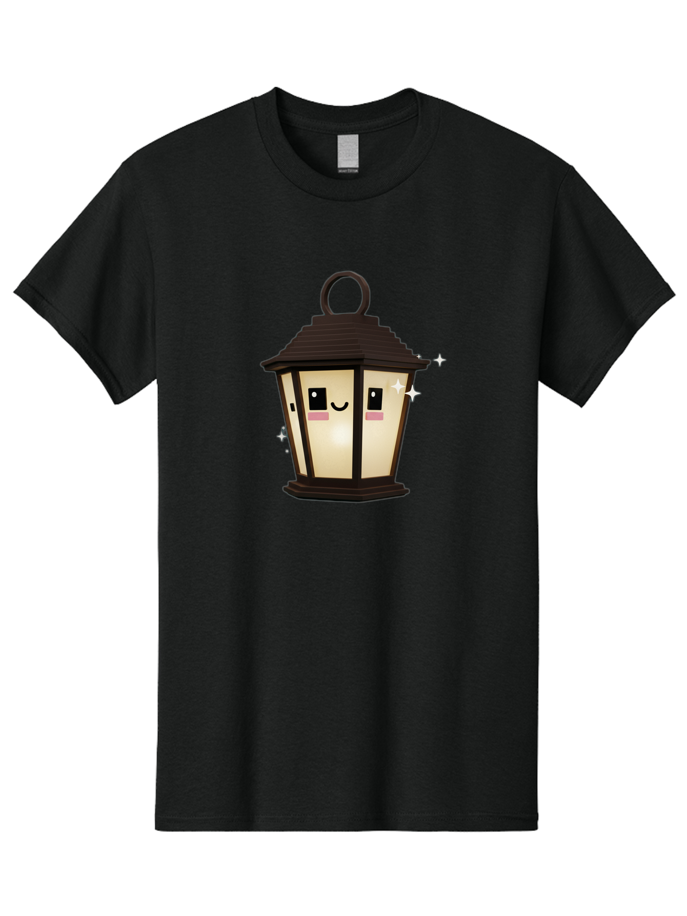 Cartoon-Lantern Men'S Graphic Tee, 100% Cotton, Comfortable Casual Summer Wear, Machine Washable, Cute Lantern, Smiling Face, Glowing Light, Magical Sparks, Kawaii Character, Charming Decoration, Happy Expression, Whimsical Design Bac792