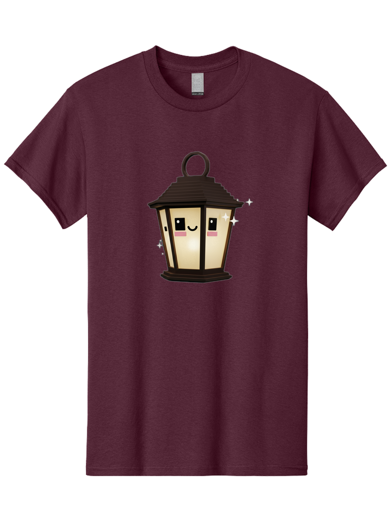 Cartoon-Lantern Men'S Graphic Tee, 100% Cotton, Comfortable Casual Summer Wear, Machine Washable, Cute Lantern, Smiling Face, Glowing Light, Magical Sparks, Kawaii Character, Charming Decoration, Happy Expression, Whimsical Design Bac792