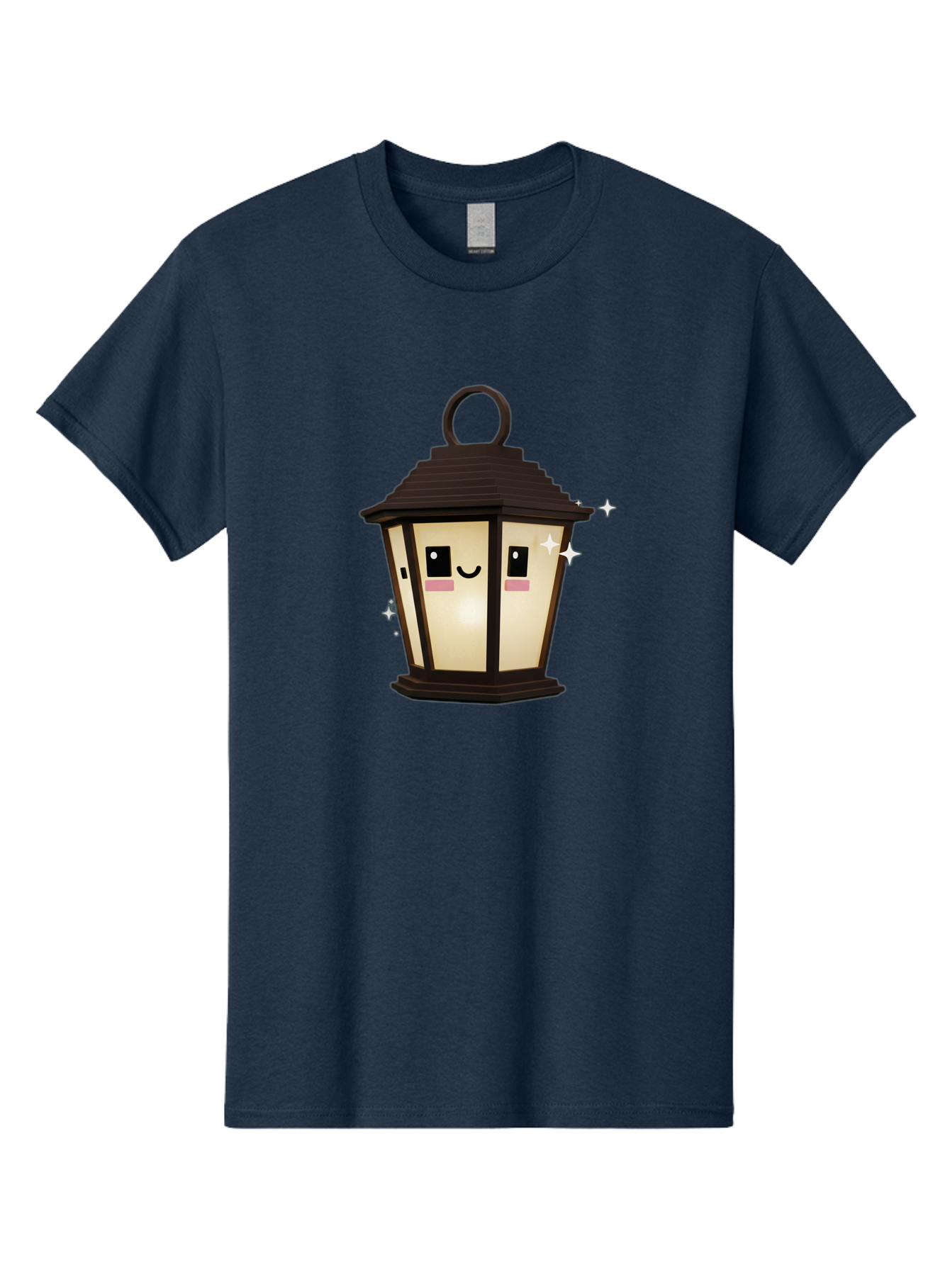 Cartoon-Lantern Men'S Graphic Tee, 100% Cotton, Comfortable Casual Summer Wear, Machine Washable, Cute Lantern, Smiling Face, Glowing Light, Magical Sparks, Kawaii Character, Charming Decoration, Happy Expression, Whimsical Design Bac792