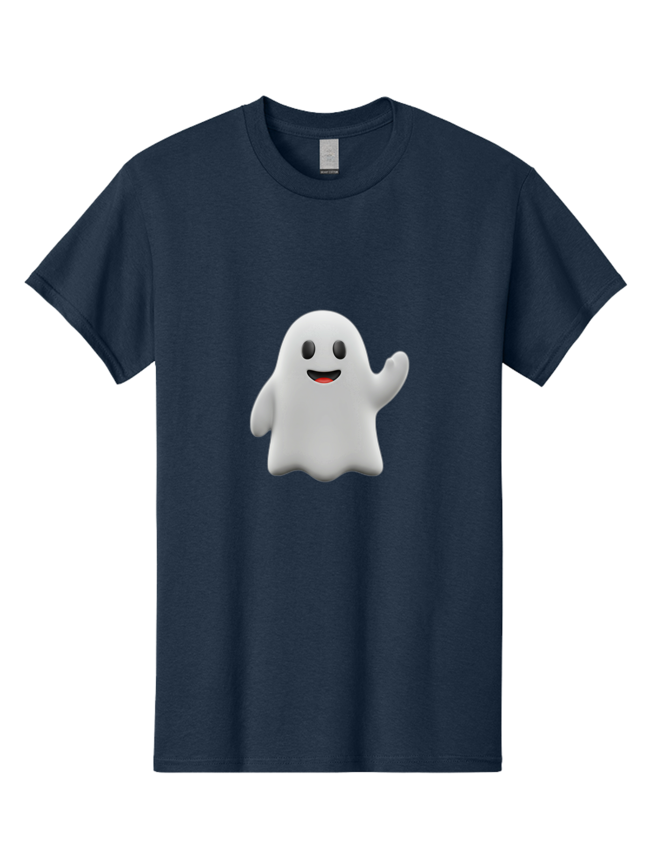 Casper-Ghost Men'S Graphic Tee, 100% Cotton, Comfortable Casual Summer Wear, Machine Washable, Smiling Ghost, Friendly Ghost, Cartoon Character, Happy Face, Waving Gesture, Halloween Spirit, Spooky Friendly, Digital Illustration, 3D Rendering Bac794