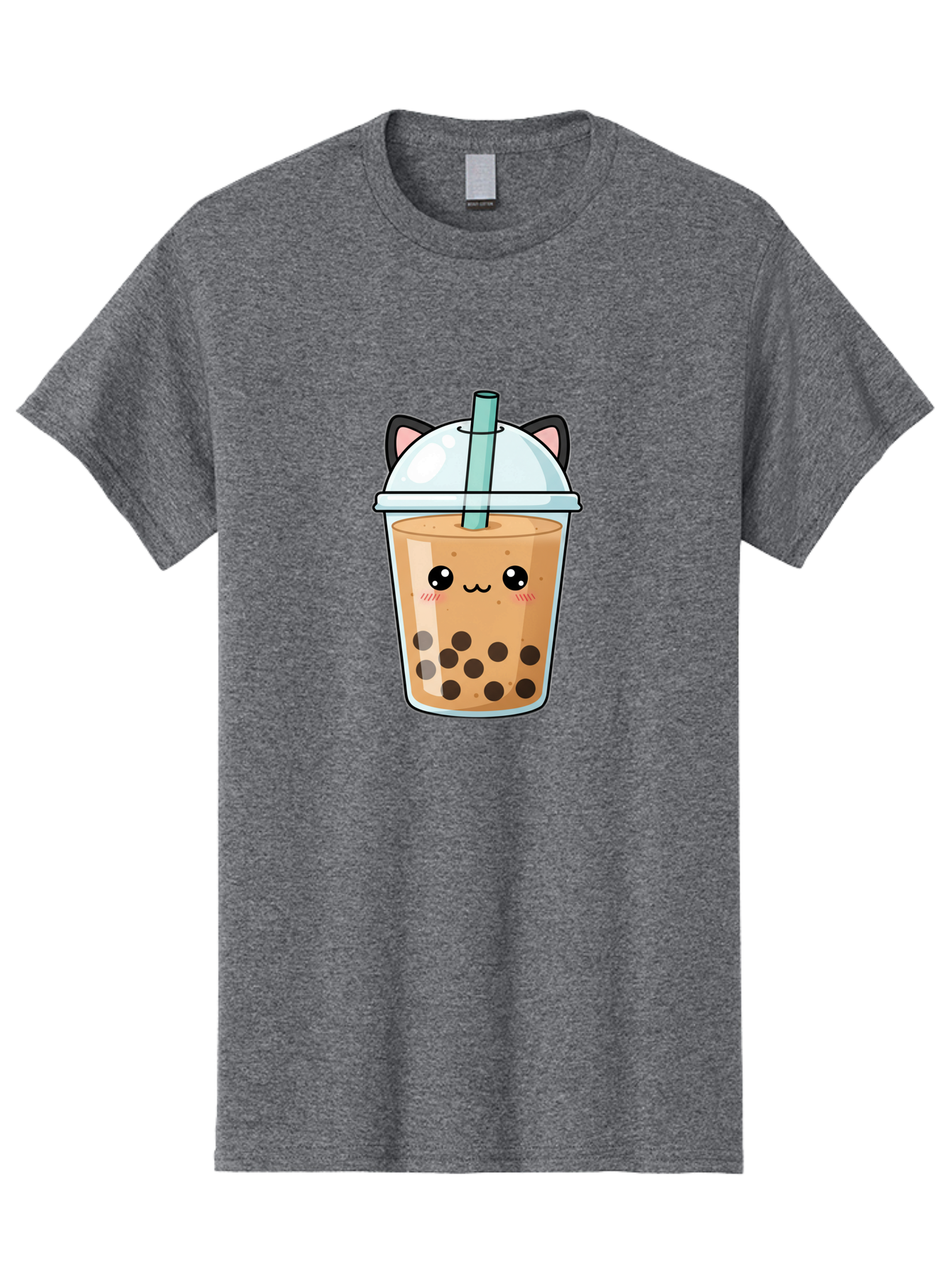Cat-Bubble-Tea-1 Men'S Graphic Tee, 100% Cotton, Comfortable Casual Summer Wear, Machine Washable, Boba Tea, Cartoon Cat, Cute Drink, Bubble Tea, Adorable Character, Kawaii Culture, Tea Time, Fun Illustration, Milk Tea, Sweet Treat, Cat Ears, Bac795