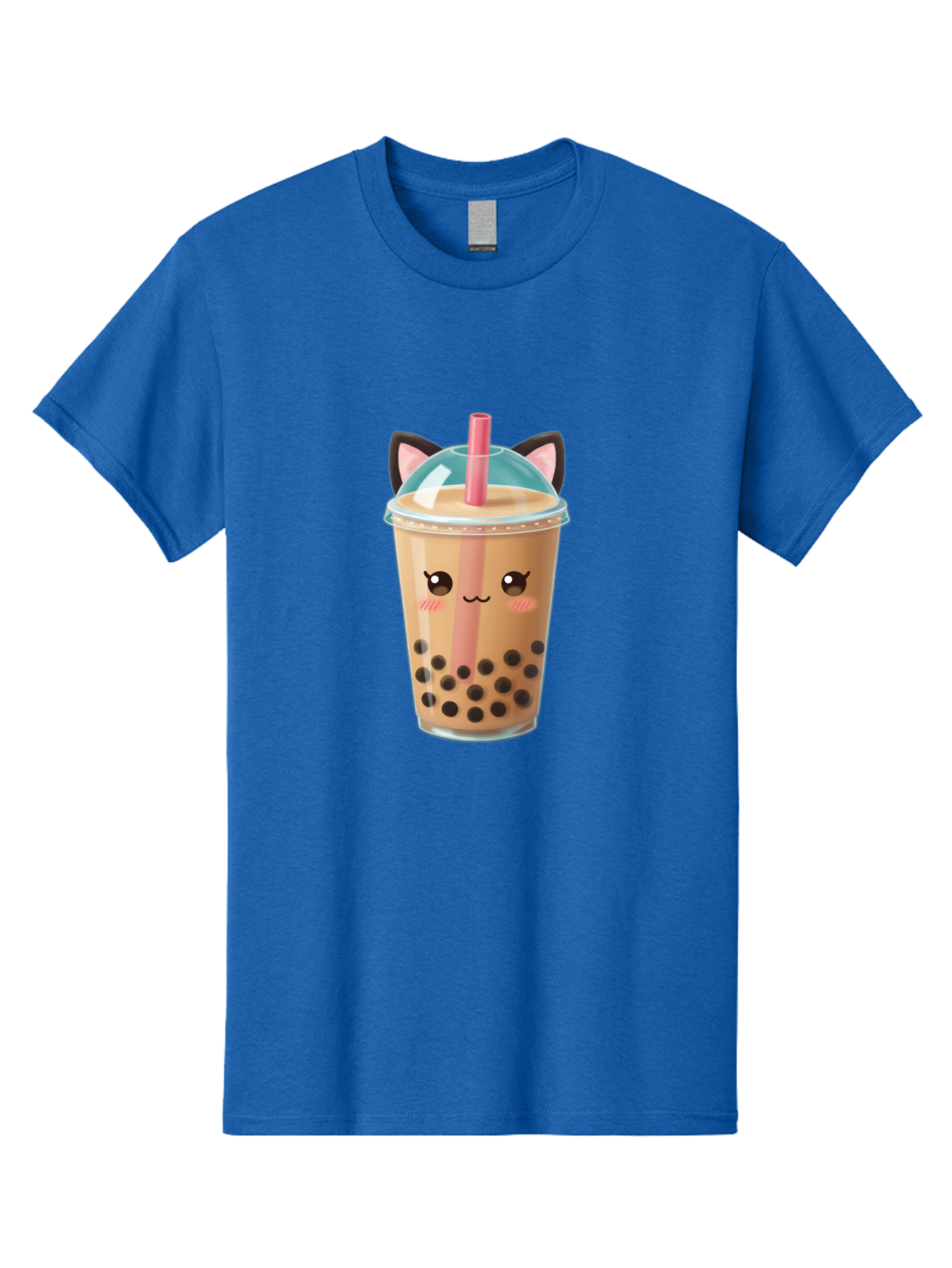 Cat-Bubble-Tea-2 Men'S Graphic Tee, 100% Cotton, Comfortable Casual Summer Wear, Machine Washable, Cute Cat Bubble Tea, Boba Tea With Cat Face, Cartoon Bubble Tea, Kawaii Drink, Adorable Beverage, Cat Ears, Bubble Tea Cup Bac796