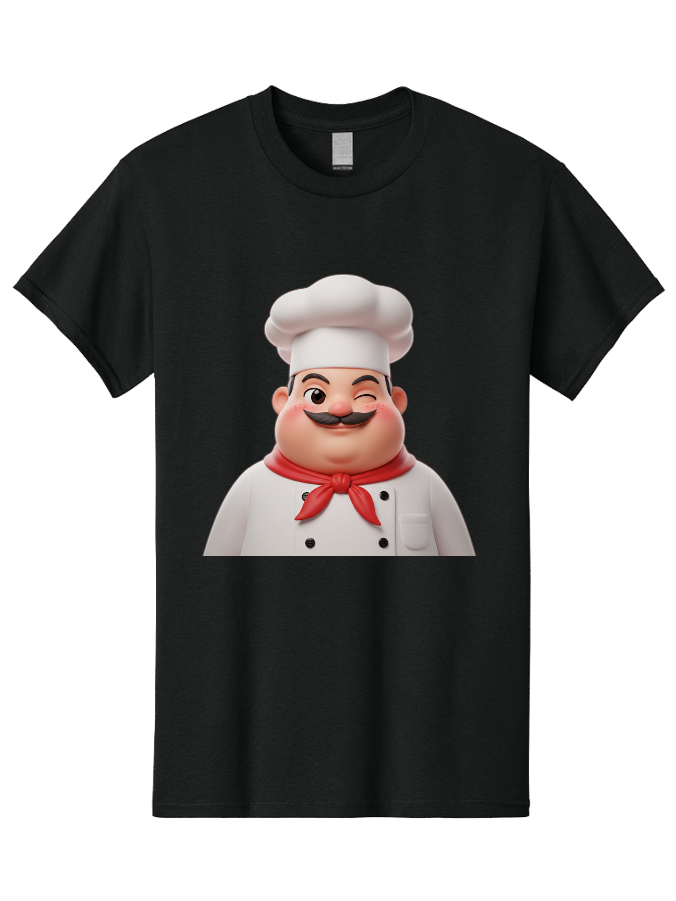 Chef-1 Men'S Graphic Tee, 100% Cotton, Comfortable Casual Summer Wear, Machine Washable, Cartoon Chef, White Hat, Red Neckerchief, Black Moustache, Smiling Face, Chef'S Uniform, Culinary Arts, Kitchen Staff, Friendly Demeanor Bac804