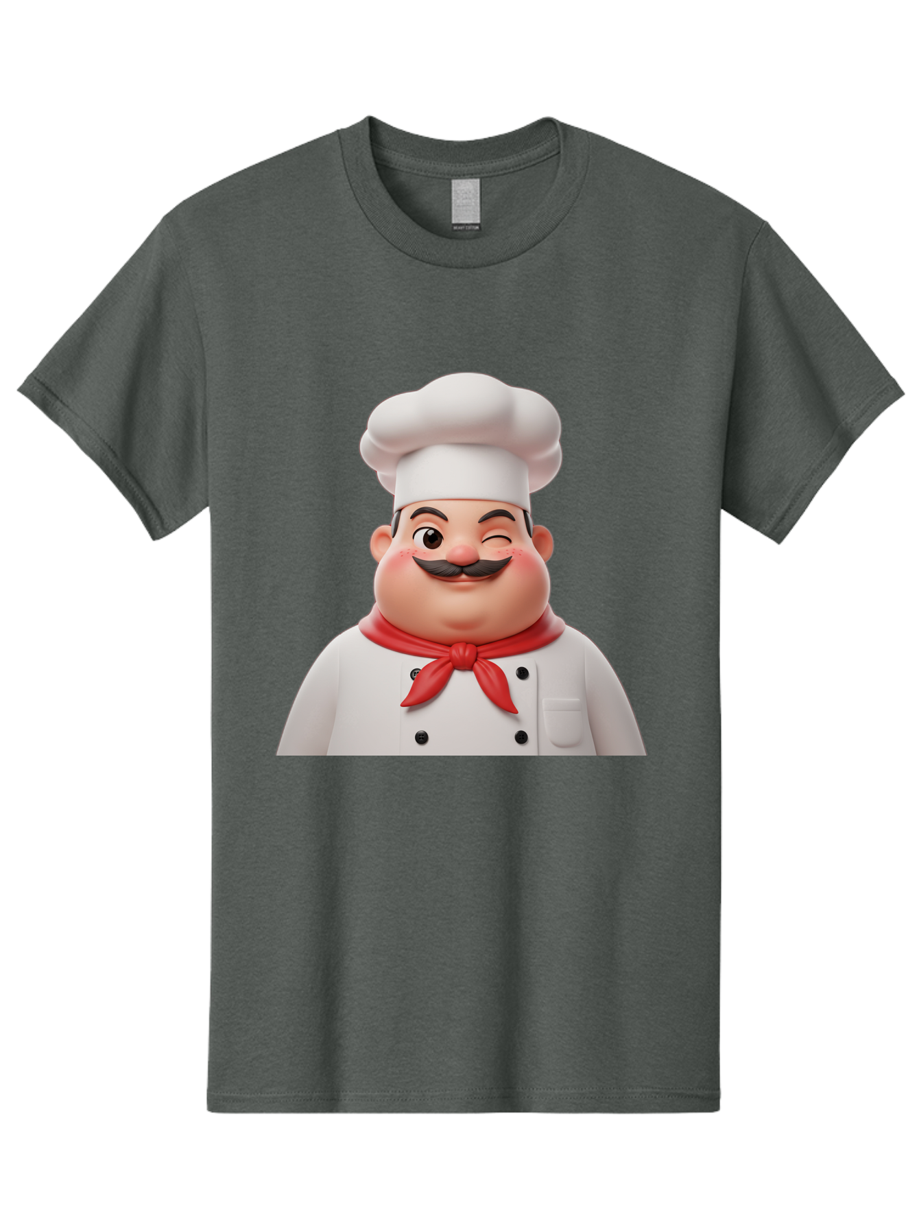 Chef-1 Men'S Graphic Tee, 100% Cotton, Comfortable Casual Summer Wear, Machine Washable, Cartoon Chef, White Hat, Red Neckerchief, Black Moustache, Smiling Face, Chef'S Uniform, Culinary Arts, Kitchen Staff, Friendly Demeanor Bac804