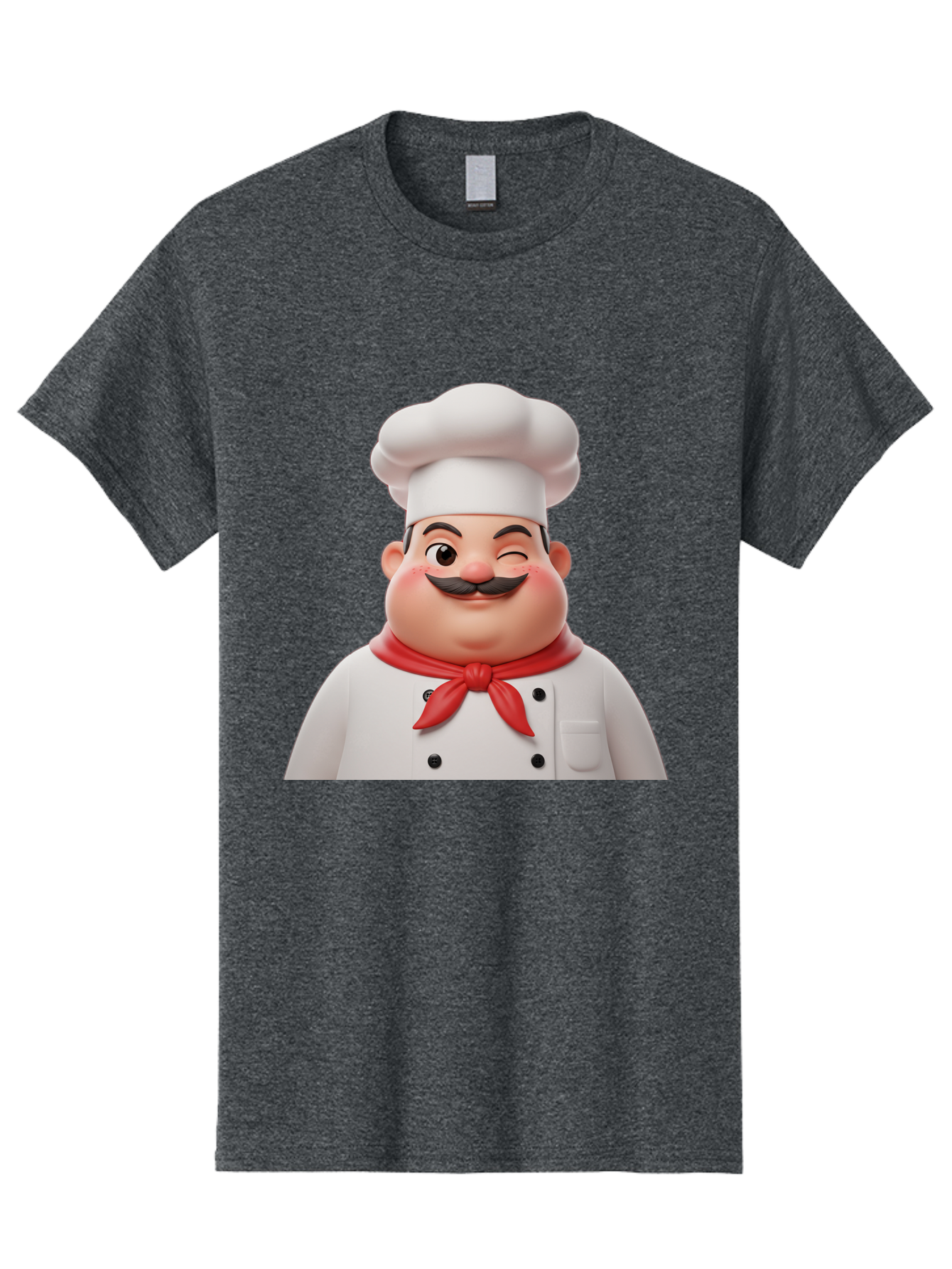 Chef-1 Men'S Graphic Tee, 100% Cotton, Comfortable Casual Summer Wear, Machine Washable, Cartoon Chef, White Hat, Red Neckerchief, Black Moustache, Smiling Face, Chef'S Uniform, Culinary Arts, Kitchen Staff, Friendly Demeanor Bac804