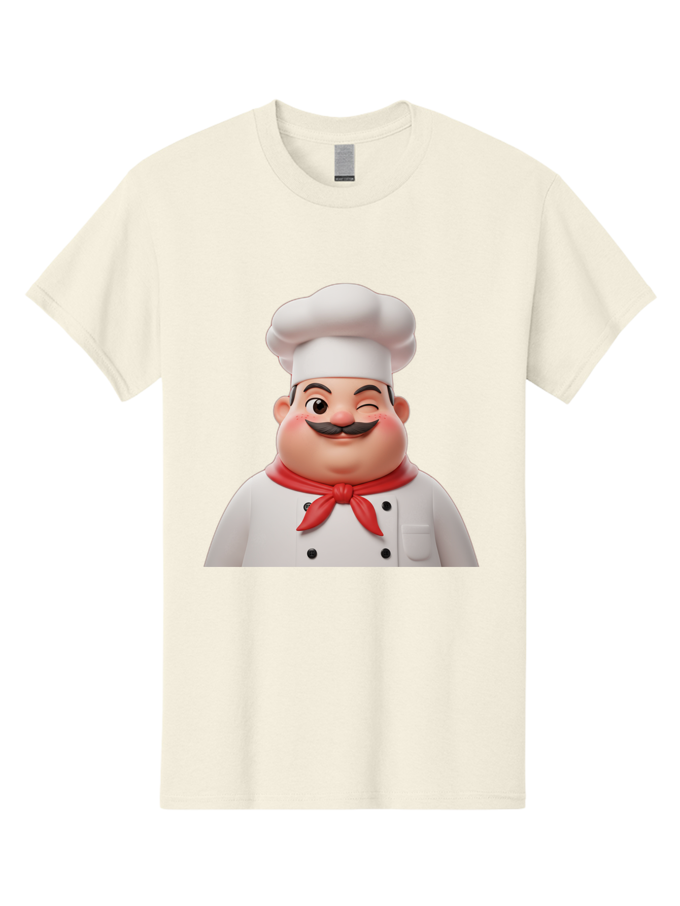 Chef-1 Men'S Graphic Tee, 100% Cotton, Comfortable Casual Summer Wear, Machine Washable, Cartoon Chef, White Hat, Red Neckerchief, Black Moustache, Smiling Face, Chef'S Uniform, Culinary Arts, Kitchen Staff, Friendly Demeanor Bac804
