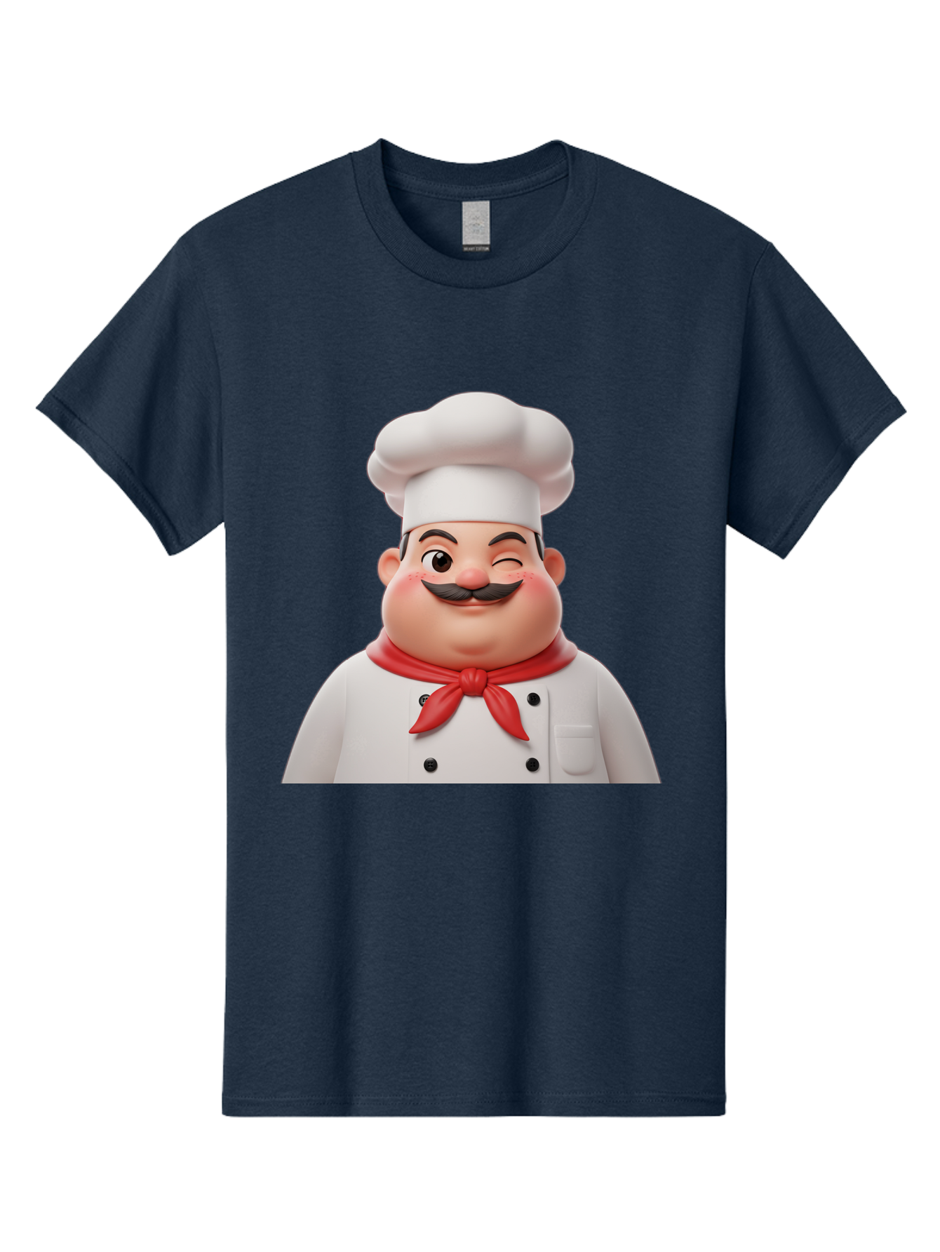 Chef-1 Men'S Graphic Tee, 100% Cotton, Comfortable Casual Summer Wear, Machine Washable, Cartoon Chef, White Hat, Red Neckerchief, Black Moustache, Smiling Face, Chef'S Uniform, Culinary Arts, Kitchen Staff, Friendly Demeanor Bac804