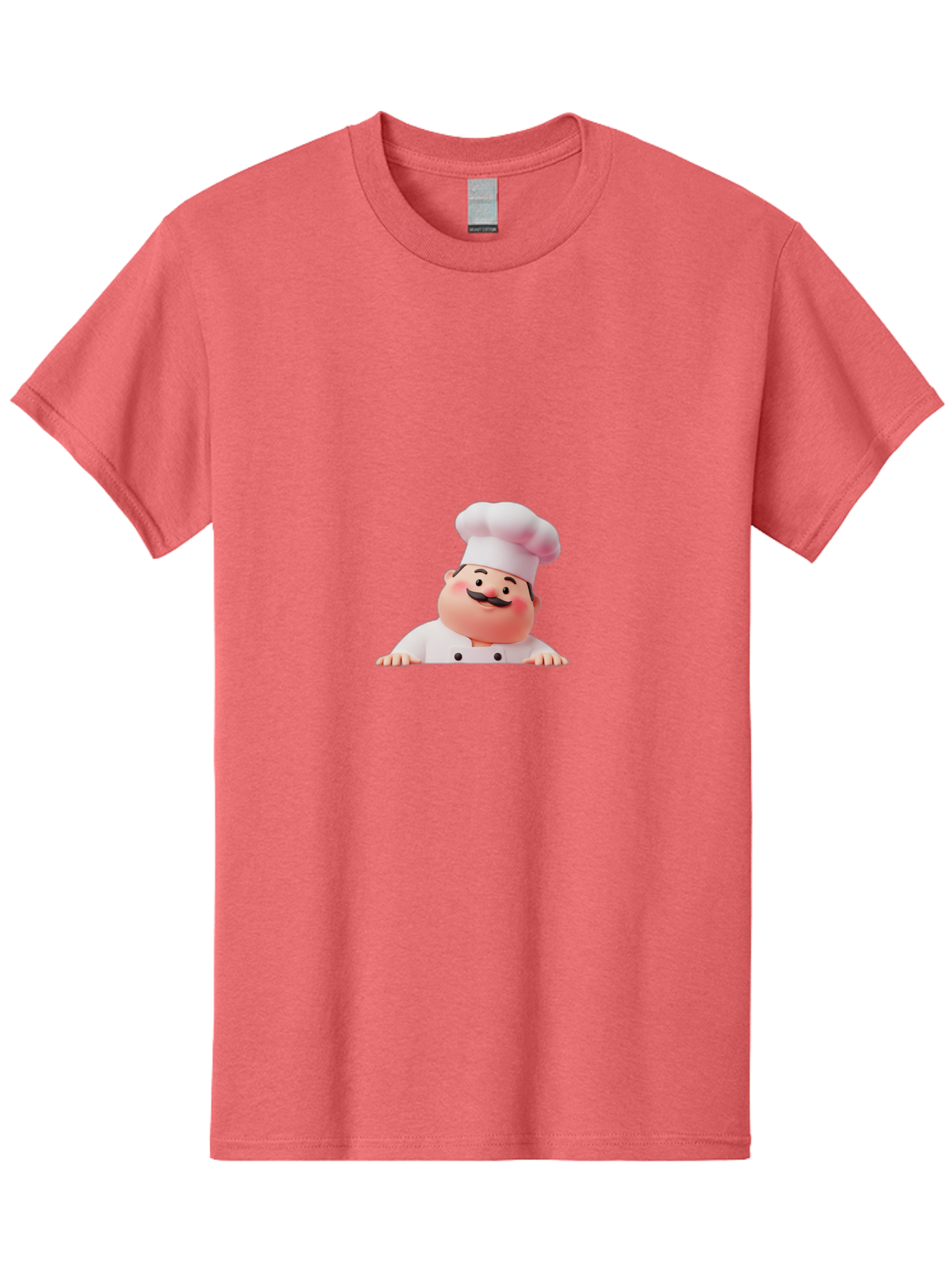 Chef-3 Men'S Graphic Tee, 100% Cotton, Comfortable Casual Summer Wear, Machine Washable, Cartoon Chef, 3D Character, White Uniform, Chef Hat, Mustache, Smiling Face, Restaurant Staff, Culinary Expert, Kitchen Staff Bac806