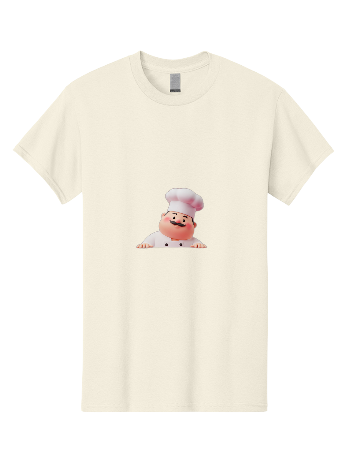Chef-3 Men'S Graphic Tee, 100% Cotton, Comfortable Casual Summer Wear, Machine Washable, Cartoon Chef, 3D Character, White Uniform, Chef Hat, Mustache, Smiling Face, Restaurant Staff, Culinary Expert, Kitchen Staff Bac806